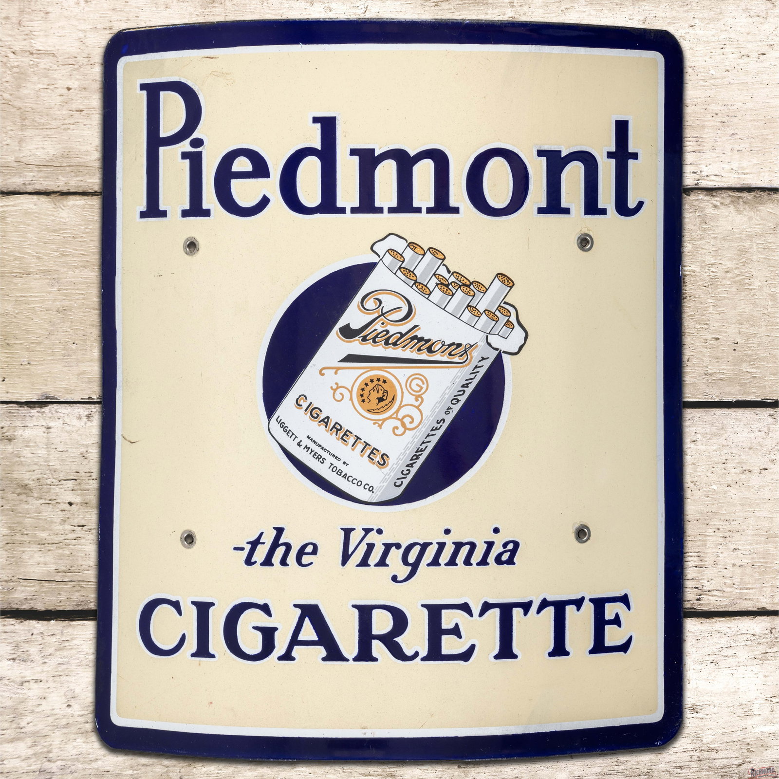 Scarce Piedmont The Virginia Cigarette Curved Single Sided Porcelain Sign w/ Pack (1 of 3)