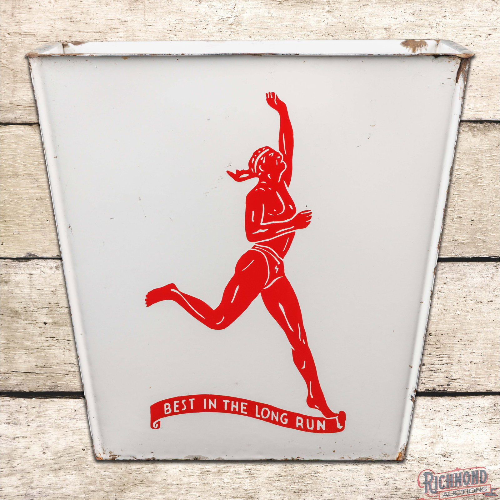 Scarce Marathon "Best in the Long Run" Service Station Porcelain Display Sign Bin (1 of 6)
