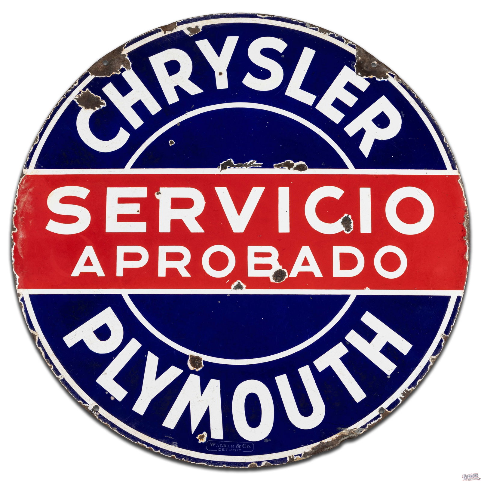 Rare Chrysler Plymouth Servicio Aprobado 30" Double Sided Porcelain Sign - 2