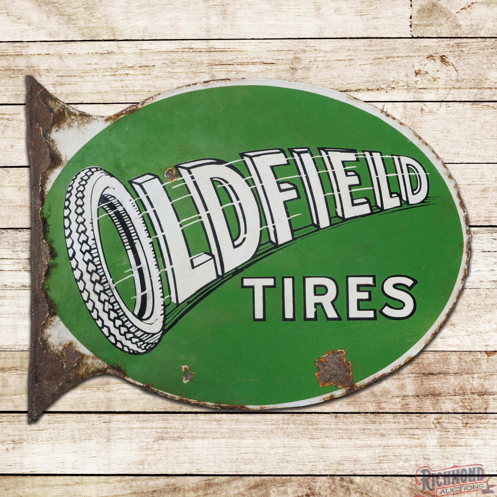 Oldfield Tires Double Sided Porcelain Flange Sign (1 of 4)