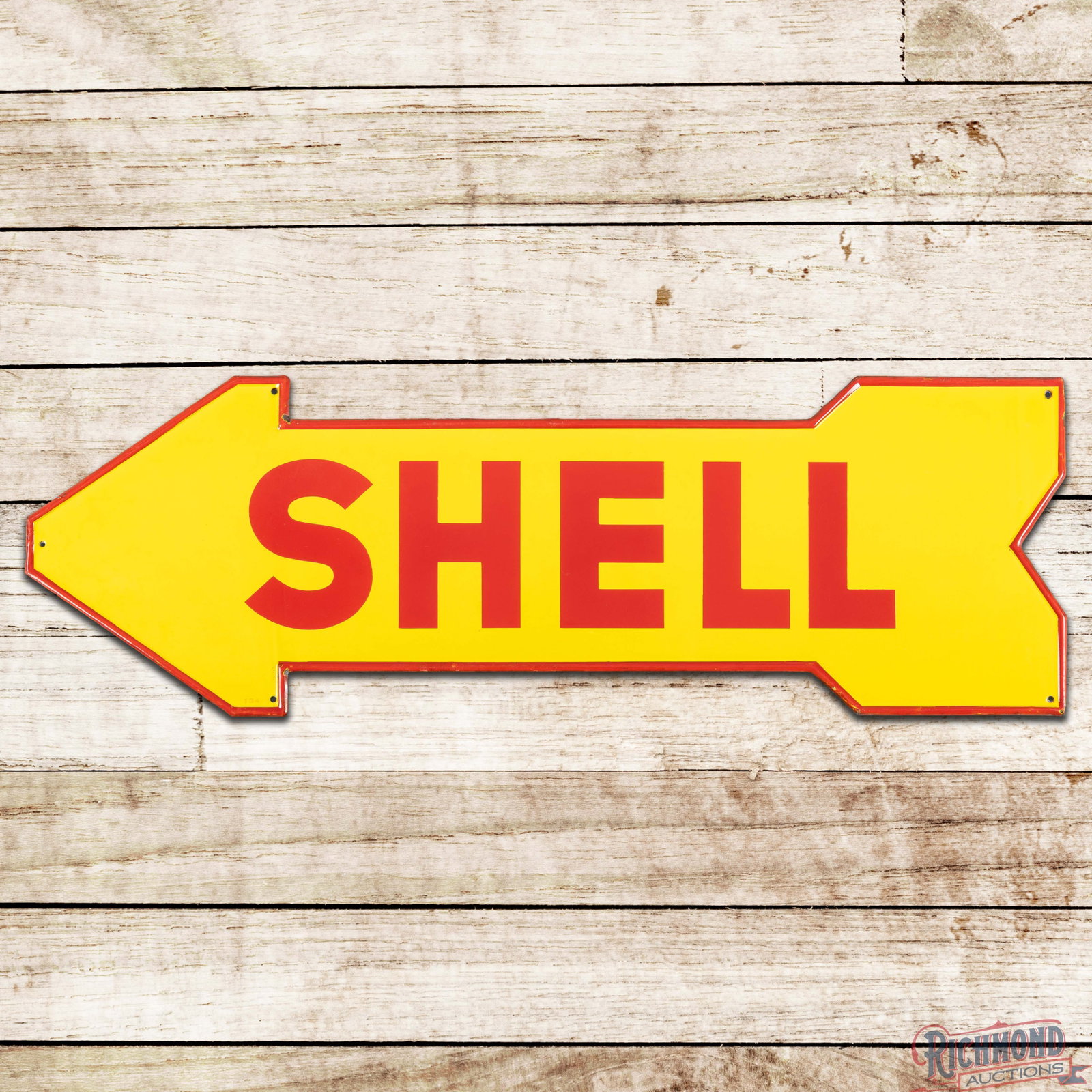 Shell 43" Single Sided Porcelain Die Cut Directional Arrow Sign (1 of 3)