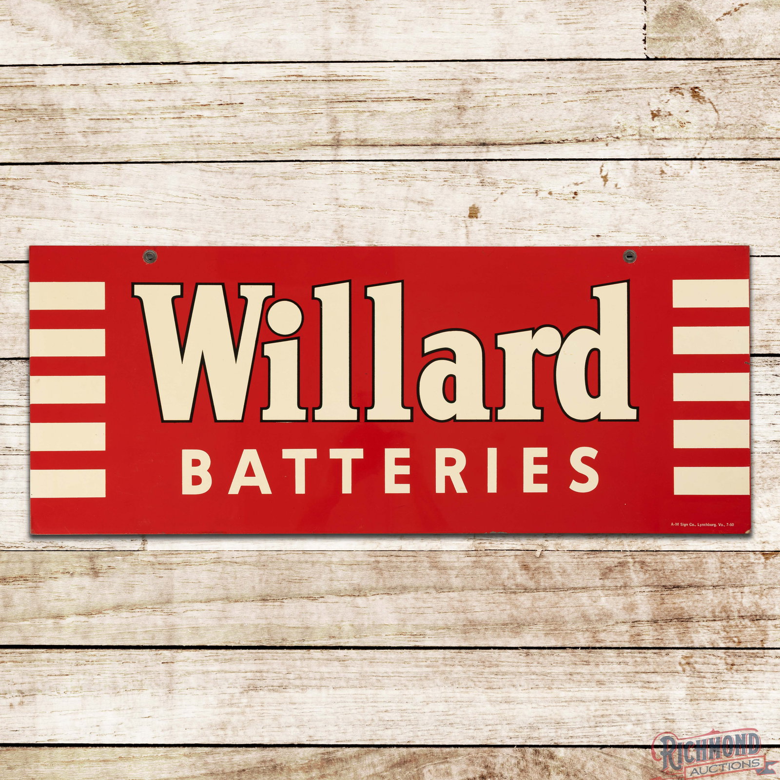 1950 Willard Batteries Double Sided Tin Sign (1 of 3)