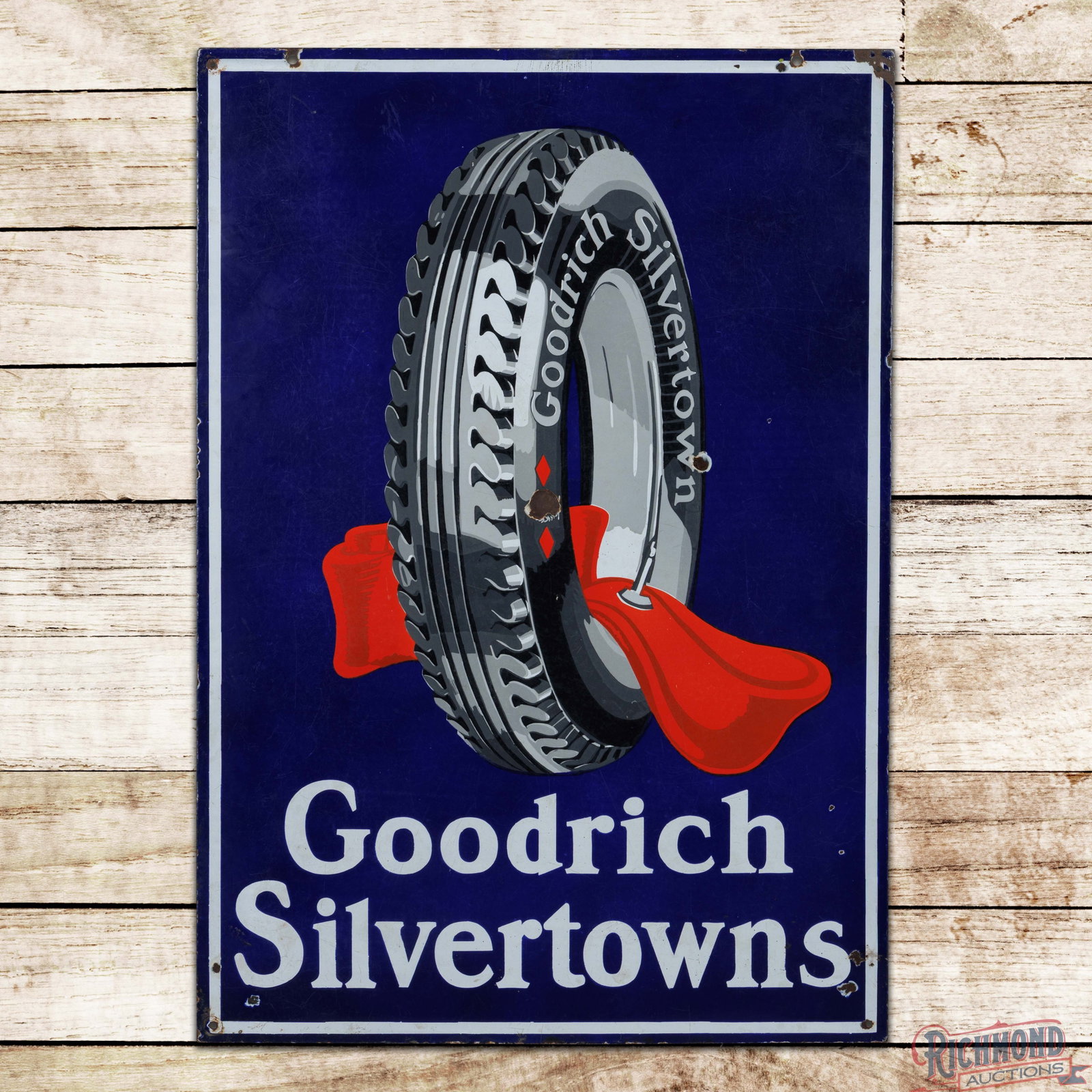 Goodrich Silvertowns Double Sided Porcelain Sign w/ Tire & Tube (1 of 3)