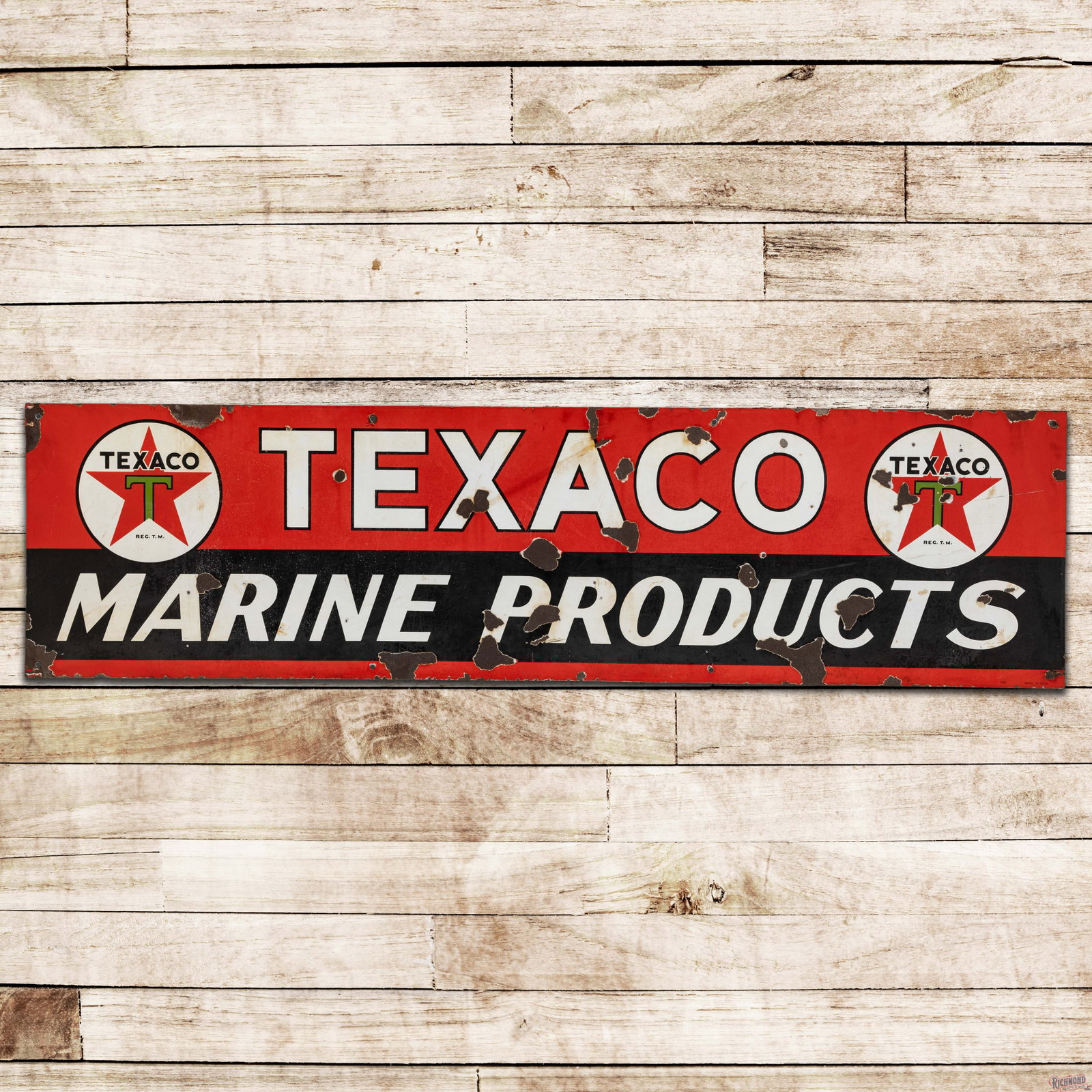 Texaco Marine Products 8' Single Sided Porcelain Sign w/ Logo (1 of 3)