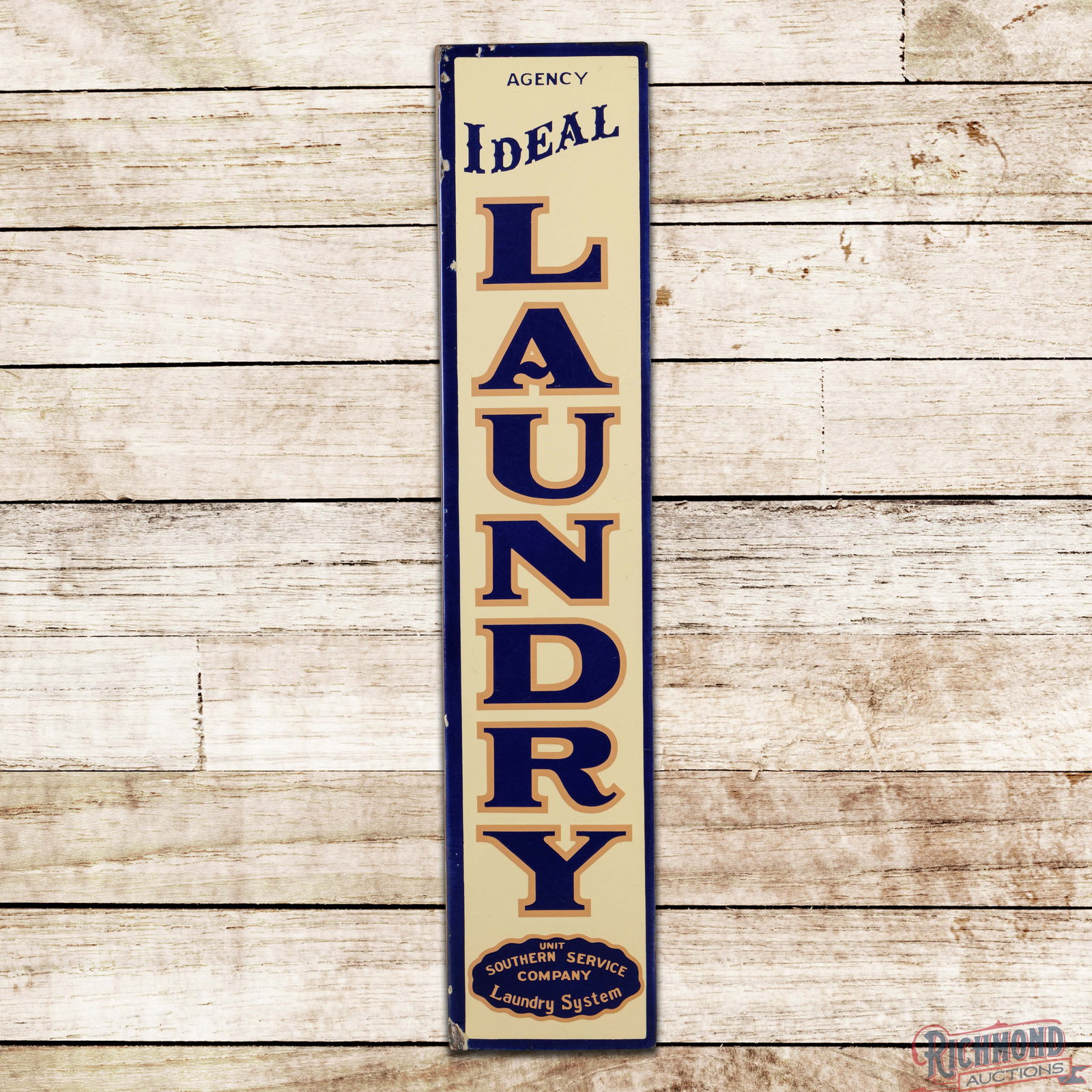Rare Ideal Laundry Southern Service Company Agency Double Sided Porcelain Flange Sign (1 of 4)