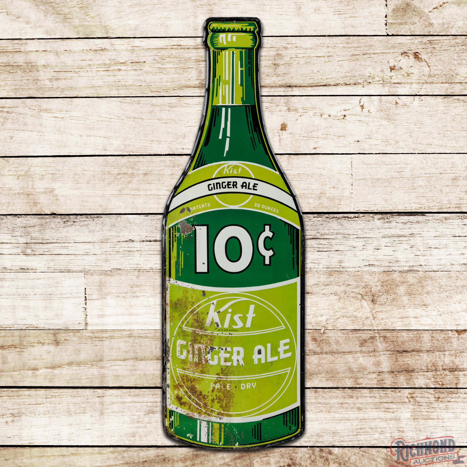 Kist Ginger Ale 10 Cents 48" Emb. Die Cut Single Sided Tin Bottle Sign (1 of 3)