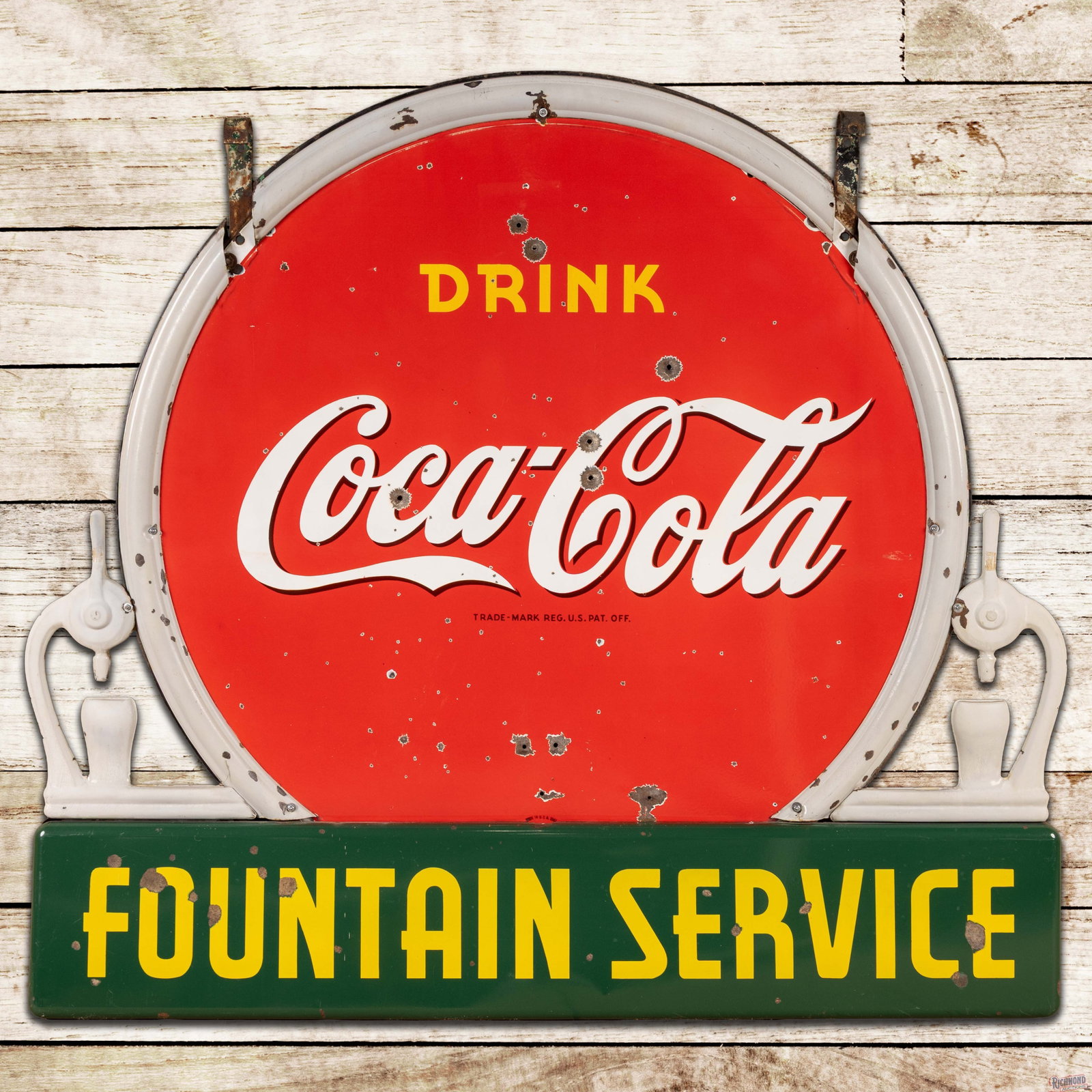 Drink Coca Cola Fountain Service 5' Double Sided Porcelain Sign (1 of 3)