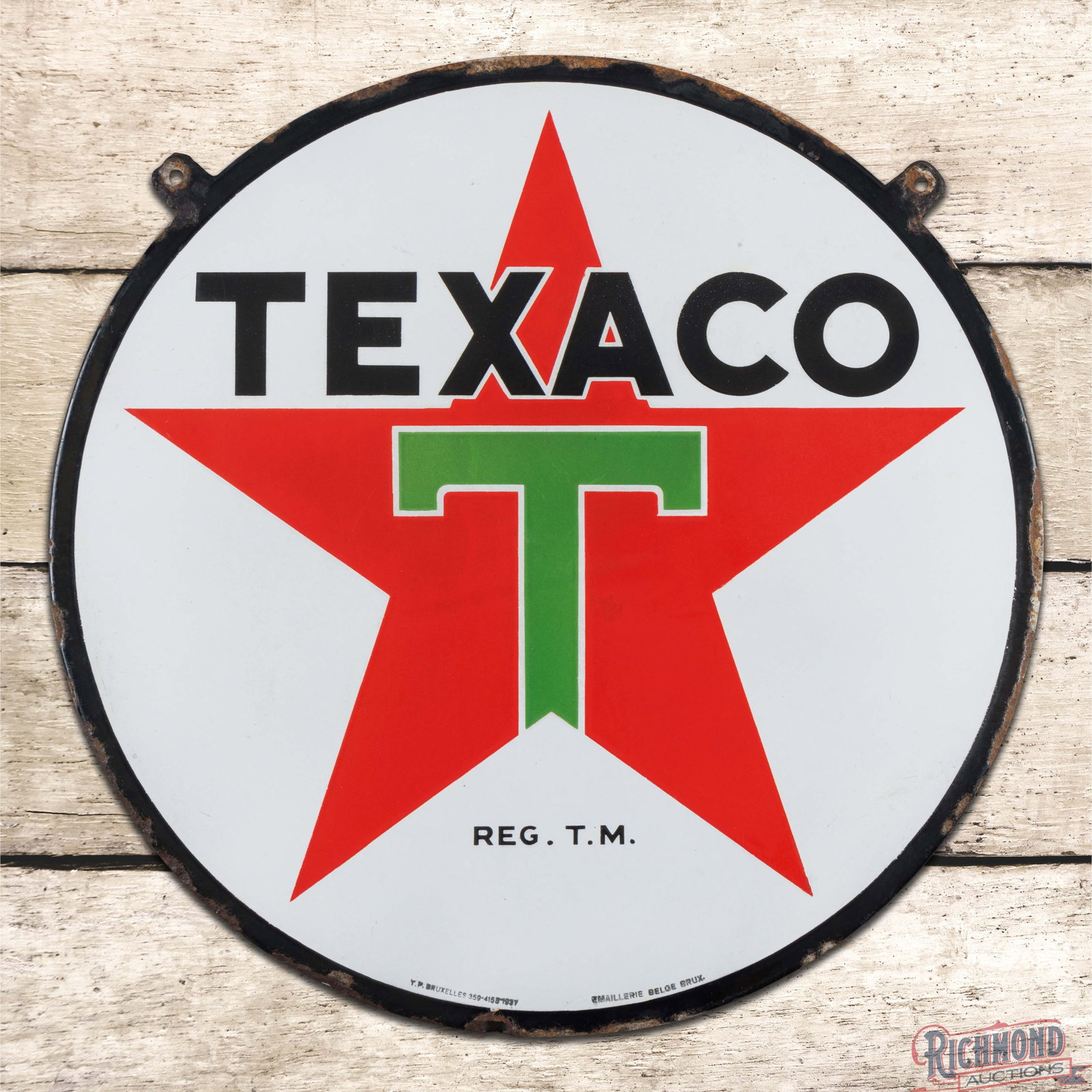Texaco Gasoline Motor Oils 24" Single Sided Porcelain Sign (1 of 3)