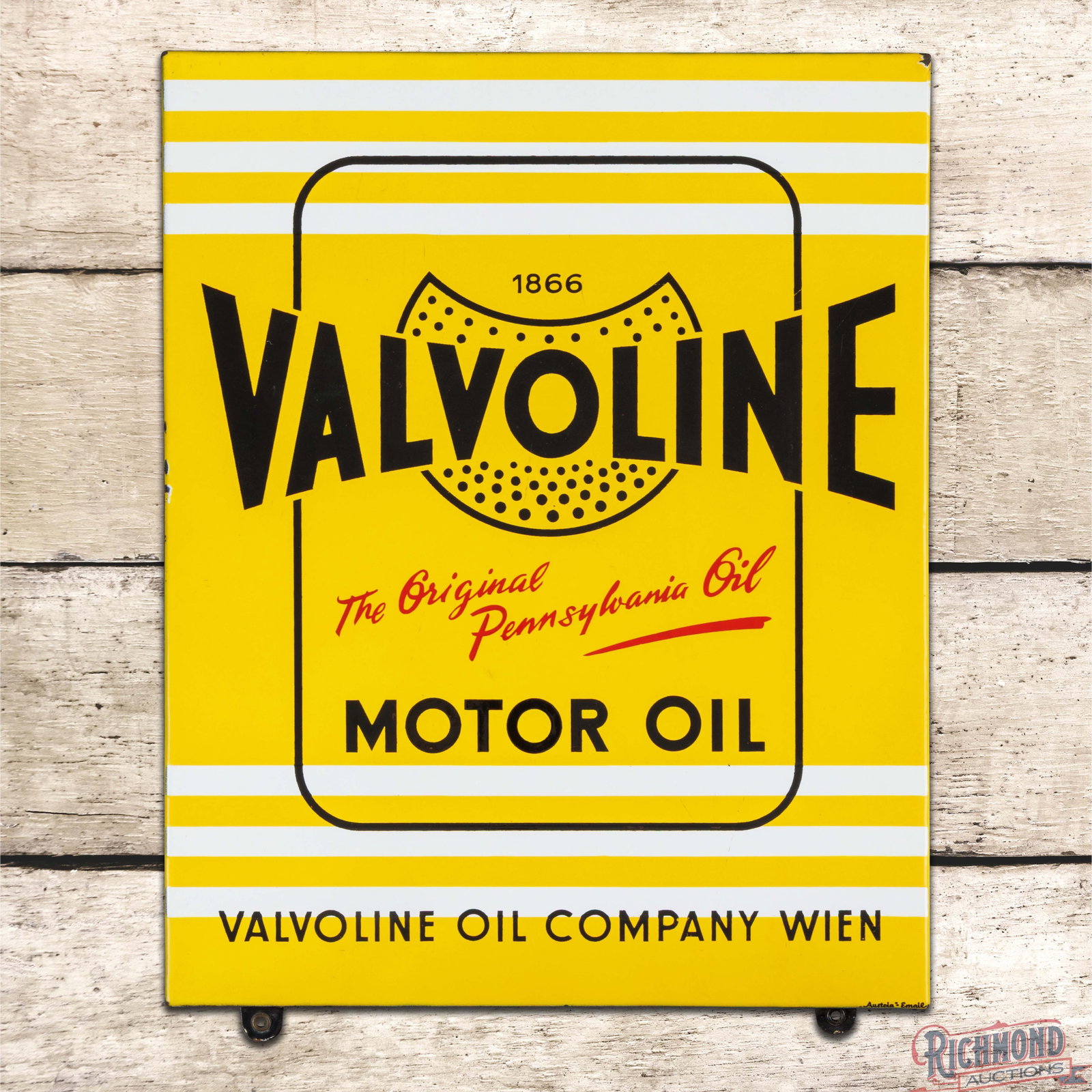 Valvoline The Original Pennsylvania Motor Oil Single Sided Porcelain Sign w/ Logo (1 of 3)