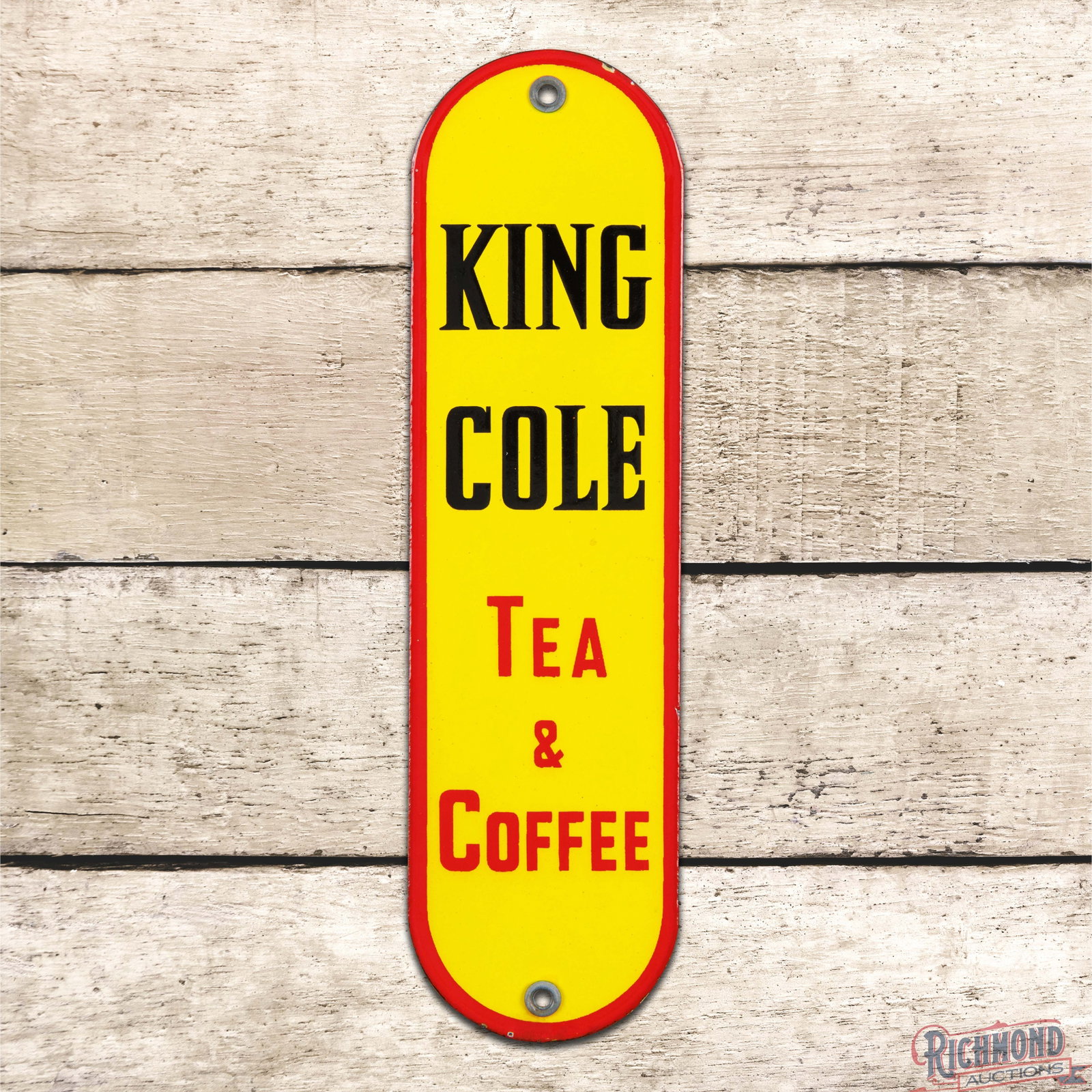King Cole Tea & Coffee Single Sided Porcelain Palm Door Push Single Sided Porcelain Sign (1 of 3)