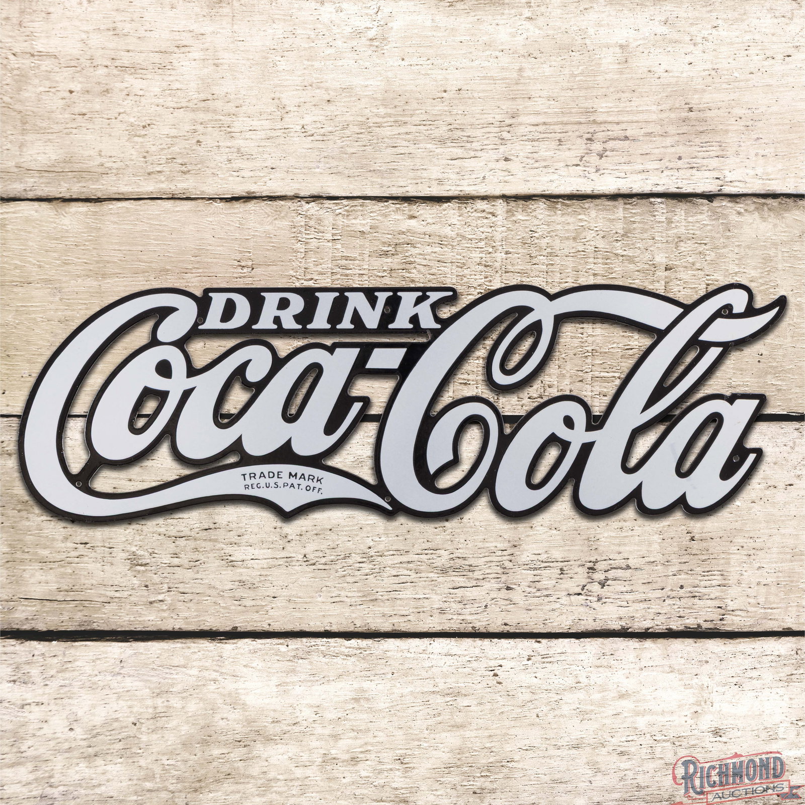 Drink Coca Cola Die Cut Single Sided Porcelain Script Sign (1 of 3)