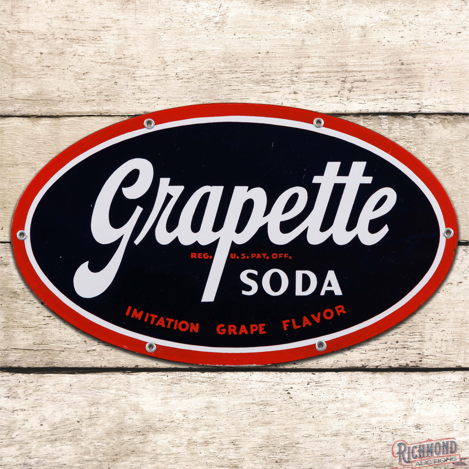 Grapette Soda Imitation Grape Flavor 17" Single Sided Porcelain Sign (1 of 3)