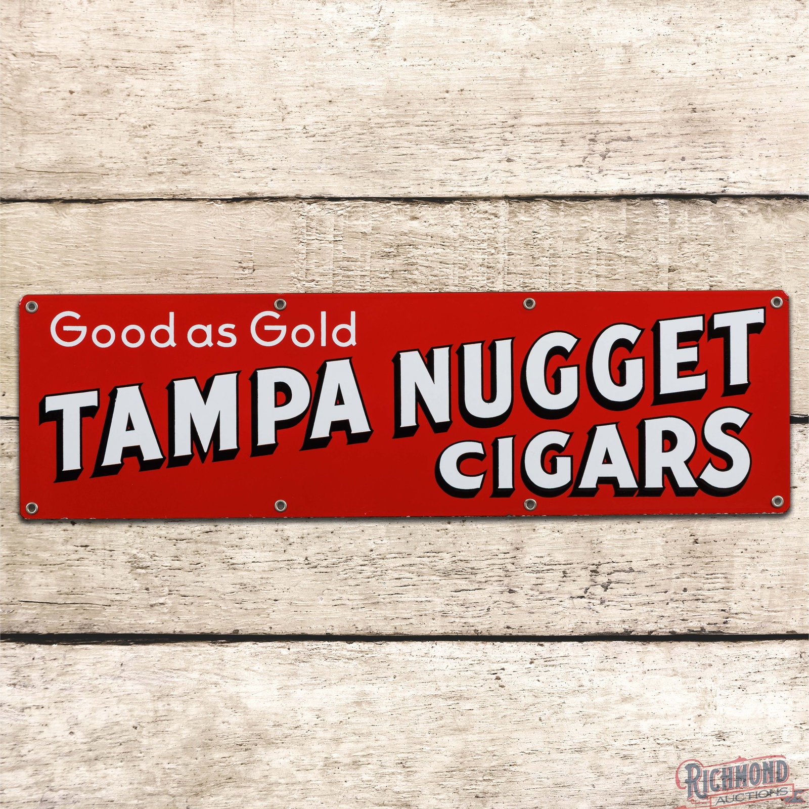 Tampa Nugget Cigars "Good as Gold" 24" Single Sided Porcelain Sign (1 of 3)