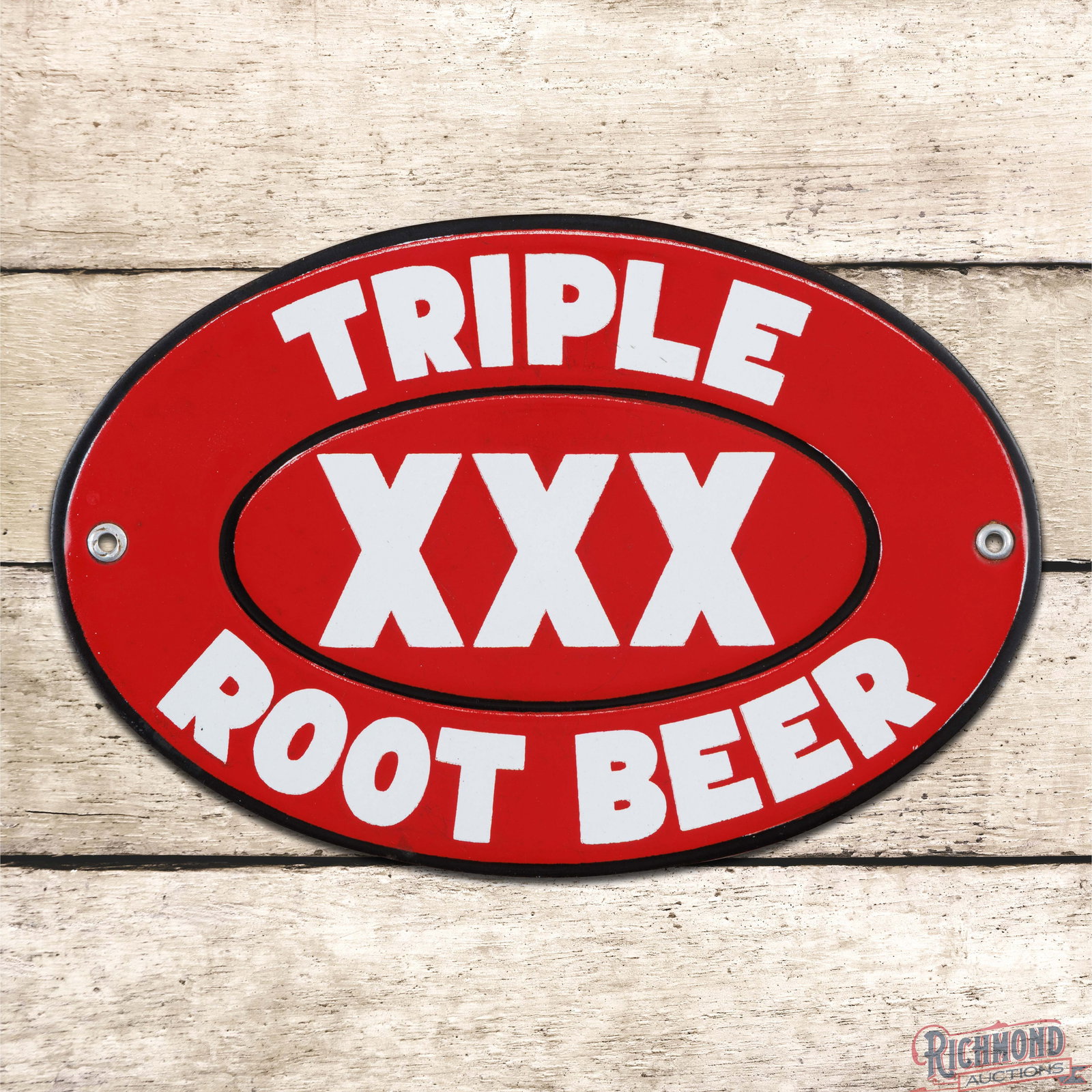 Triple XXX Root Beer 9" Single Sided Porcelain Sign (1 of 3)