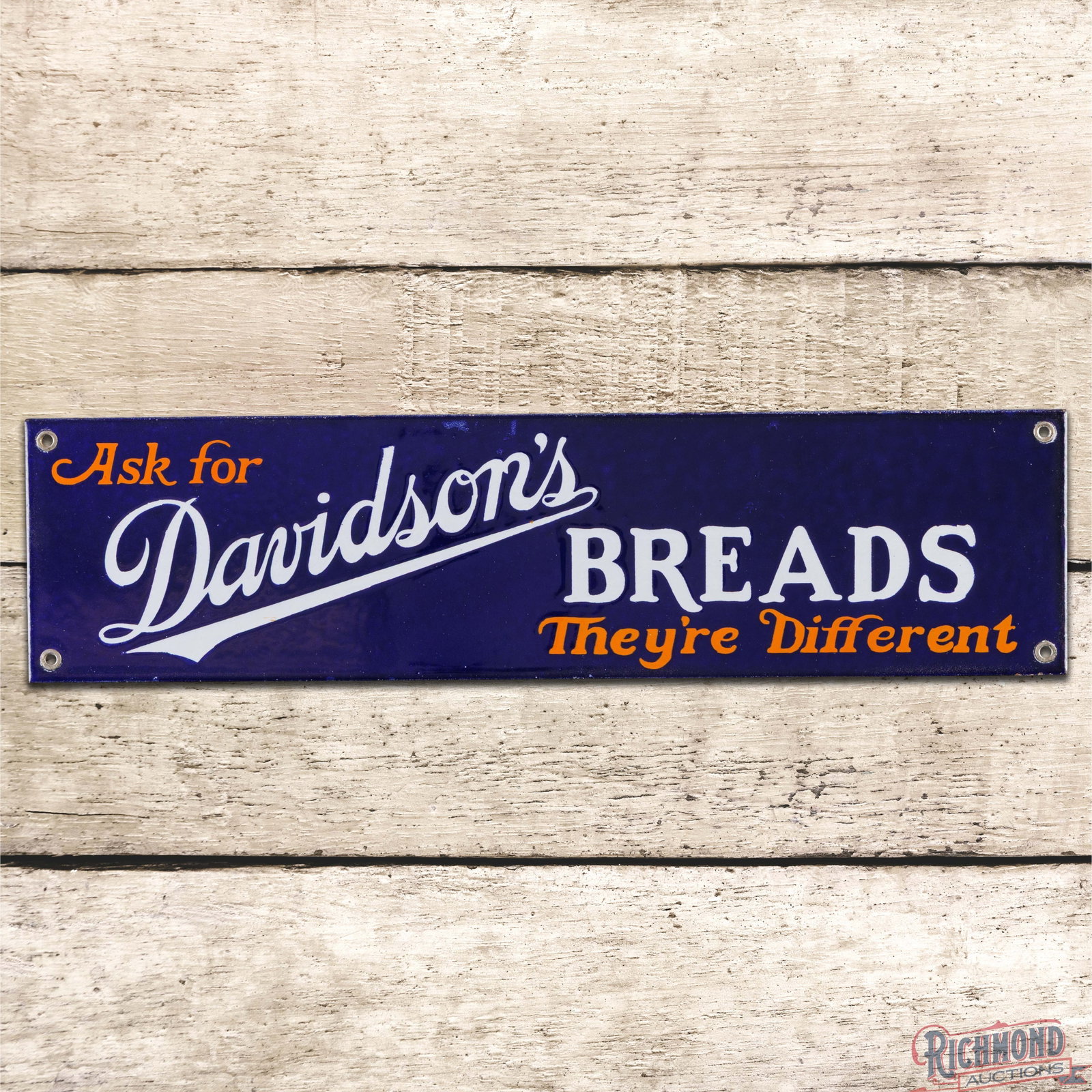 Ask for Davidson's Breads "They're Different" Single Sided Porcelain Sign (1 of 3)