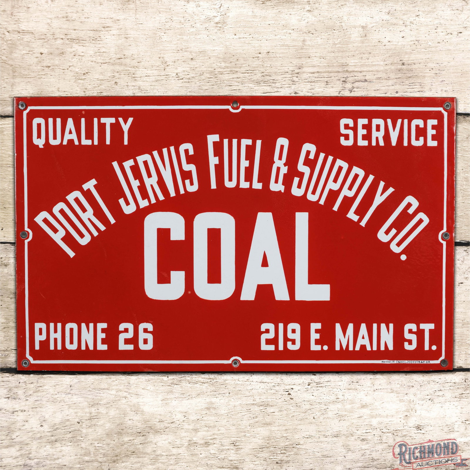 Port Jervis Fuel & Supply Co. Coal Quality Service 24" Single Sided Porcelain Sign New York (1 of 3)