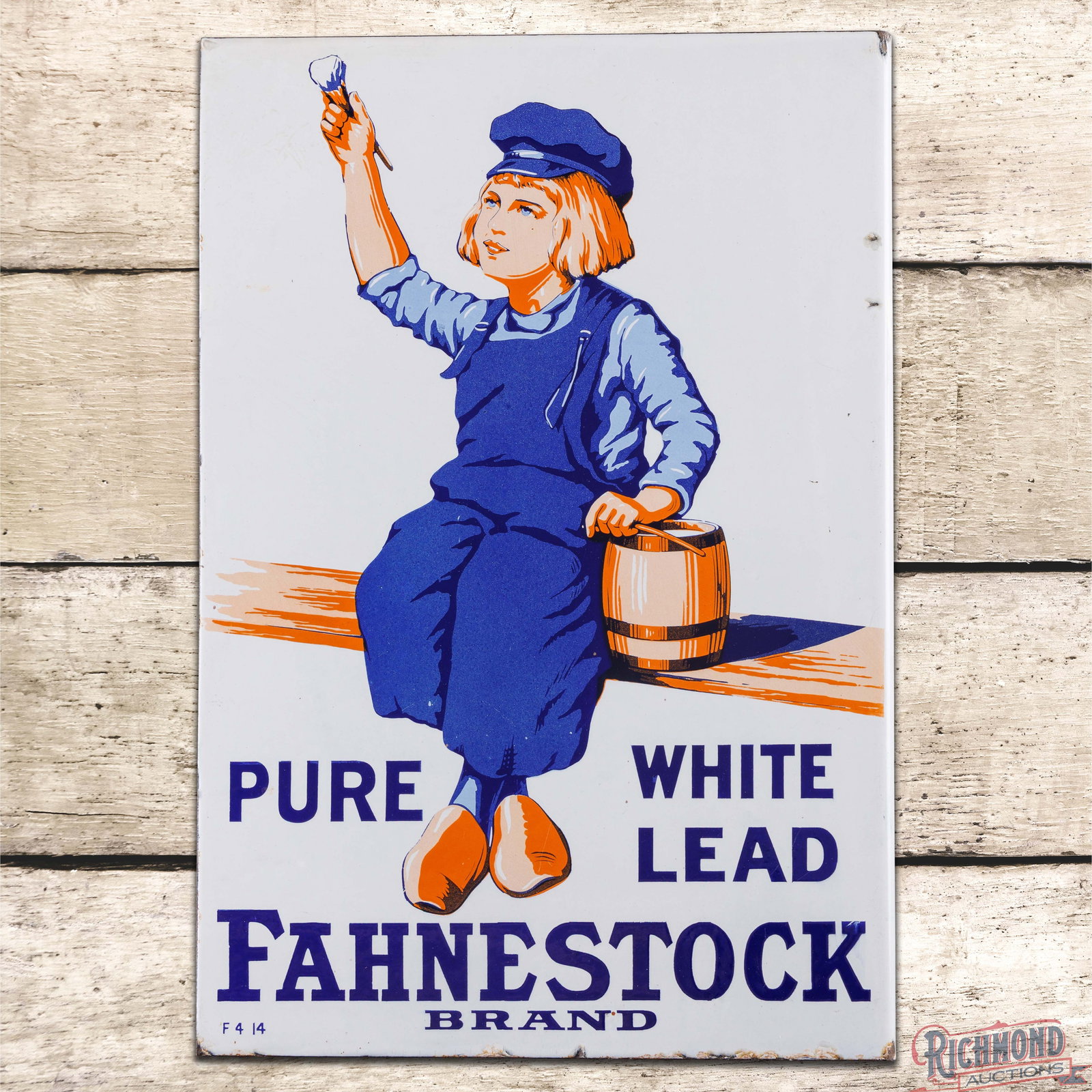 Fahnestock Brand Pure White Lead Paints w/ Dutch Boy Double Sided Porcelain Flange Sign (1 of 4)