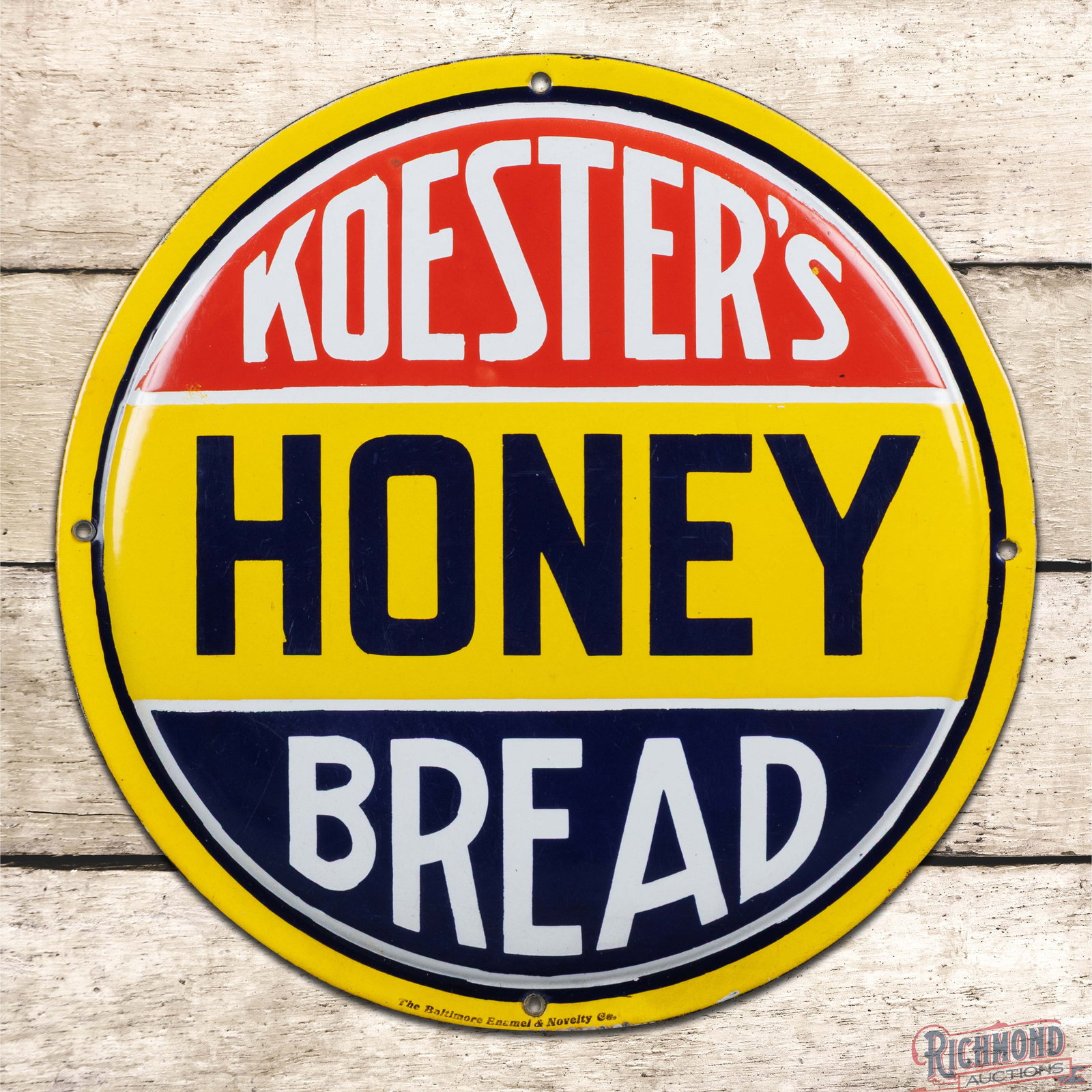 Koester's Honey Bread 14.5" Convex Single Sided Porcelain Sign (1 of 3)