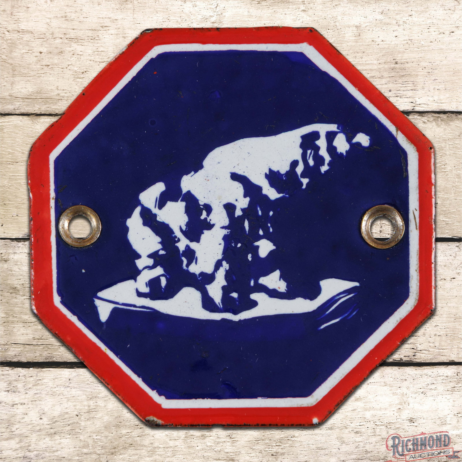 Scarce Standard Zerolene 3" Single Sided Porcelain: SSP (single sided porcelain) sign has outstanding color and gloss. The field is very clean overall with light surface imperfections. The perimeter has a tiny flea bite on the lower edge. Both factory 