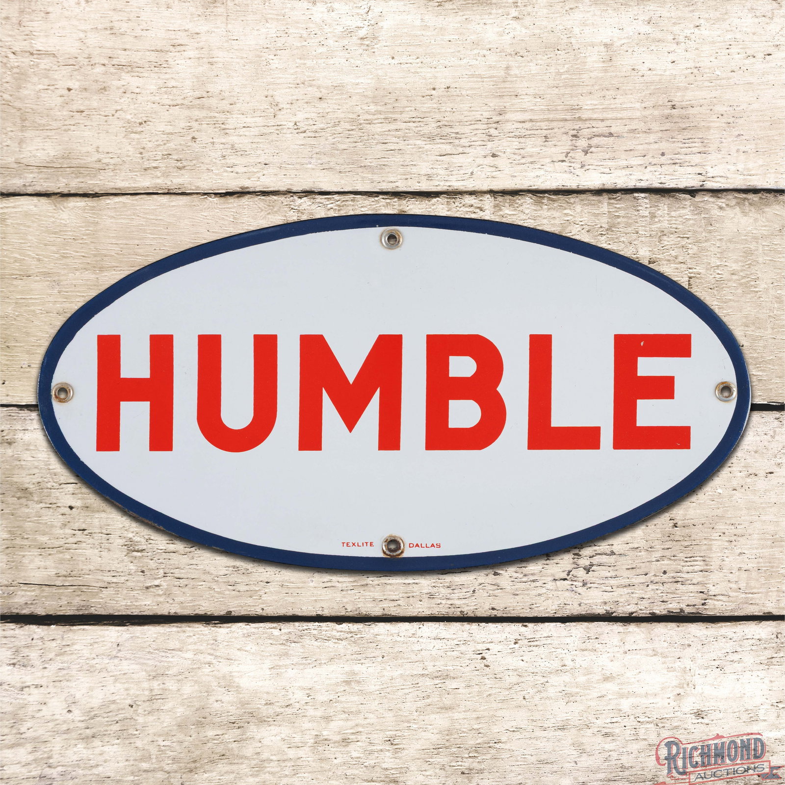 Humble Oil Company 14" Single Sided Porcelain Truck Door Sign (1 of 3)