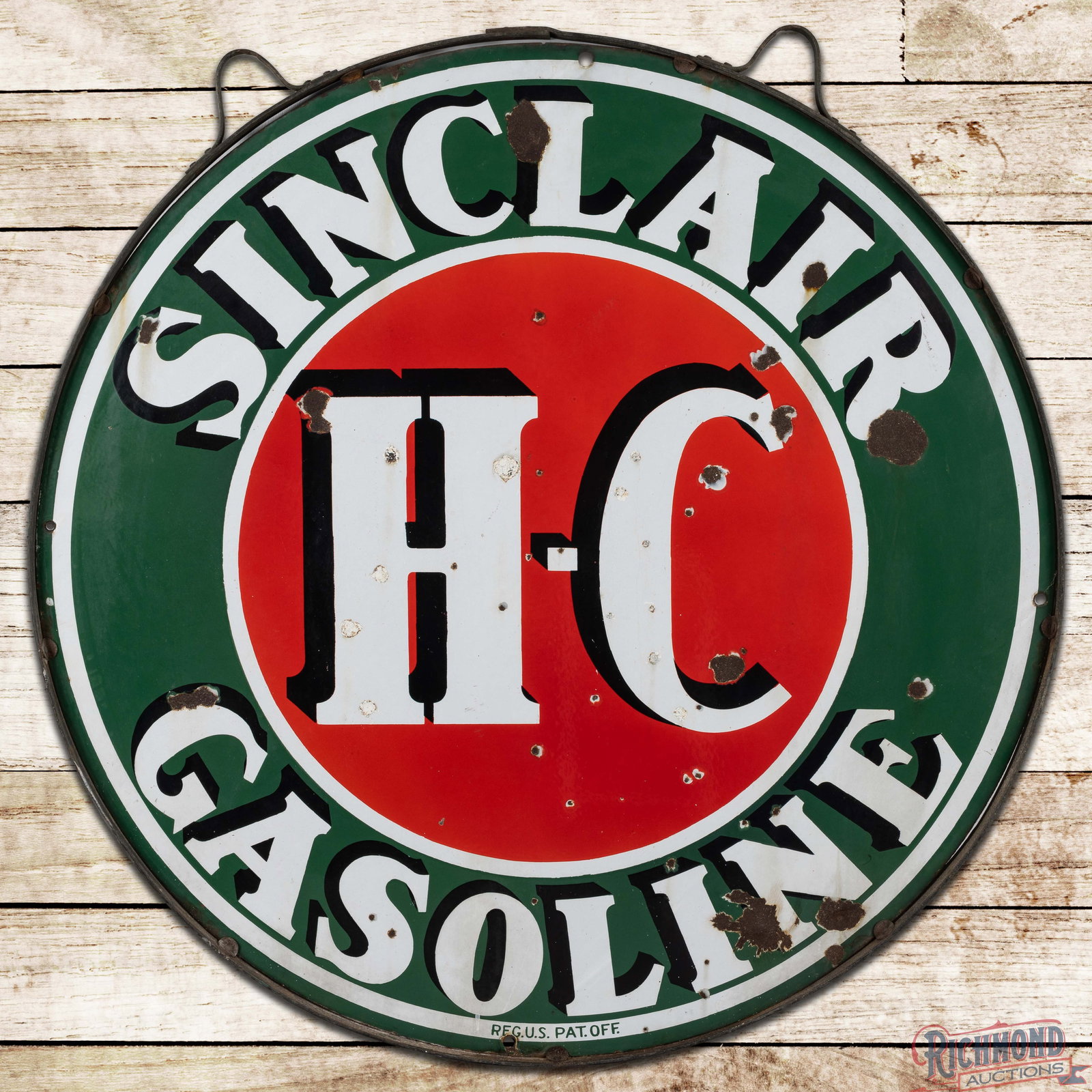 Sinclair H-C Gasoline 48" Double Sided Porcelain Sign w/ Ring (1 of 3)