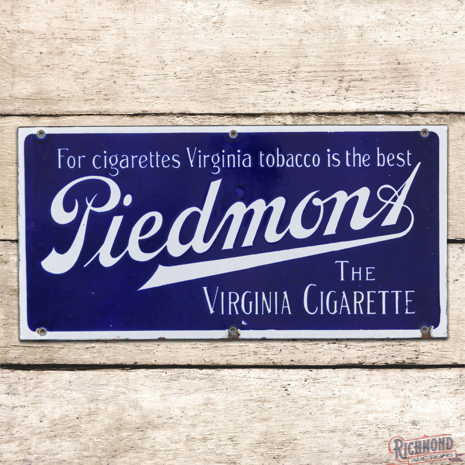 Piedmont The Virginia Cigarette "Virginia Tobacco is The Best" Single Sided Porcelain Sign (1 of 3)