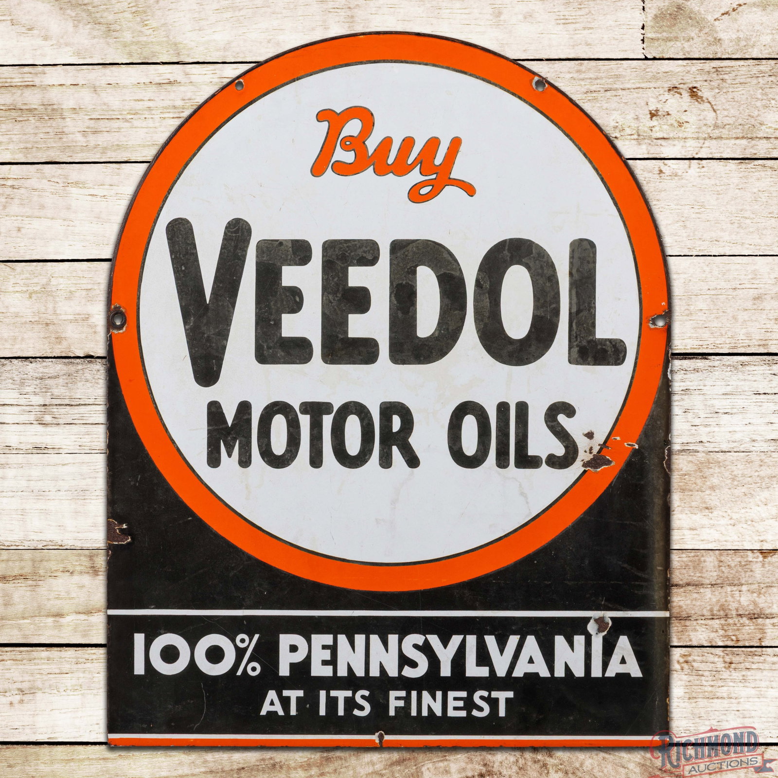 Buy Veedol Oils 100% Pennsylvania at its Finest 28" Double Sided Porcelain Tombstone Sign (1 of 3)