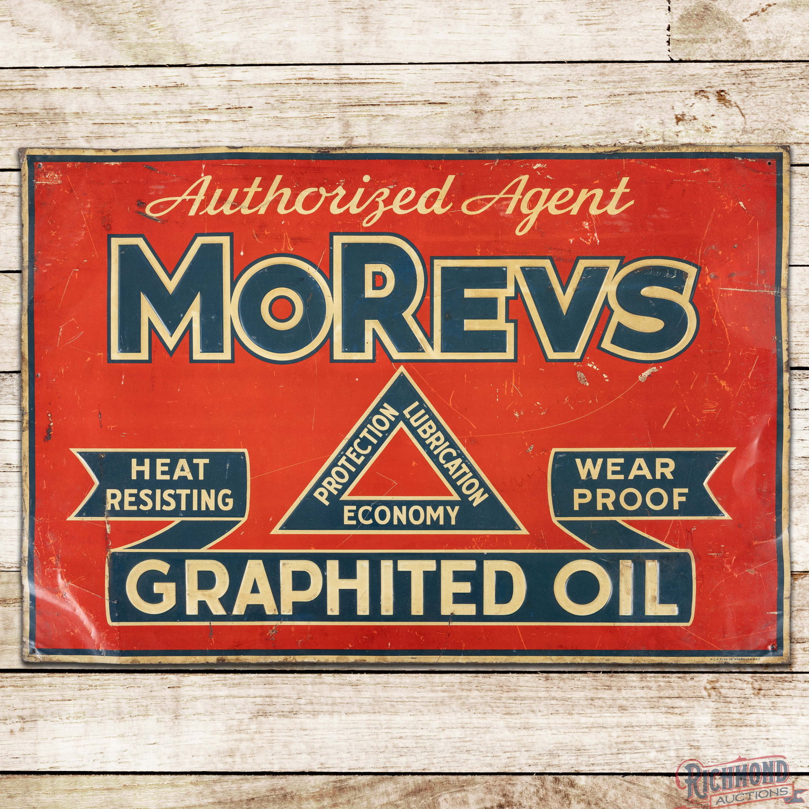 Morevs Graphited Oil Authorized Agent Emb. Single Sided Tin Sign (1 of 3)