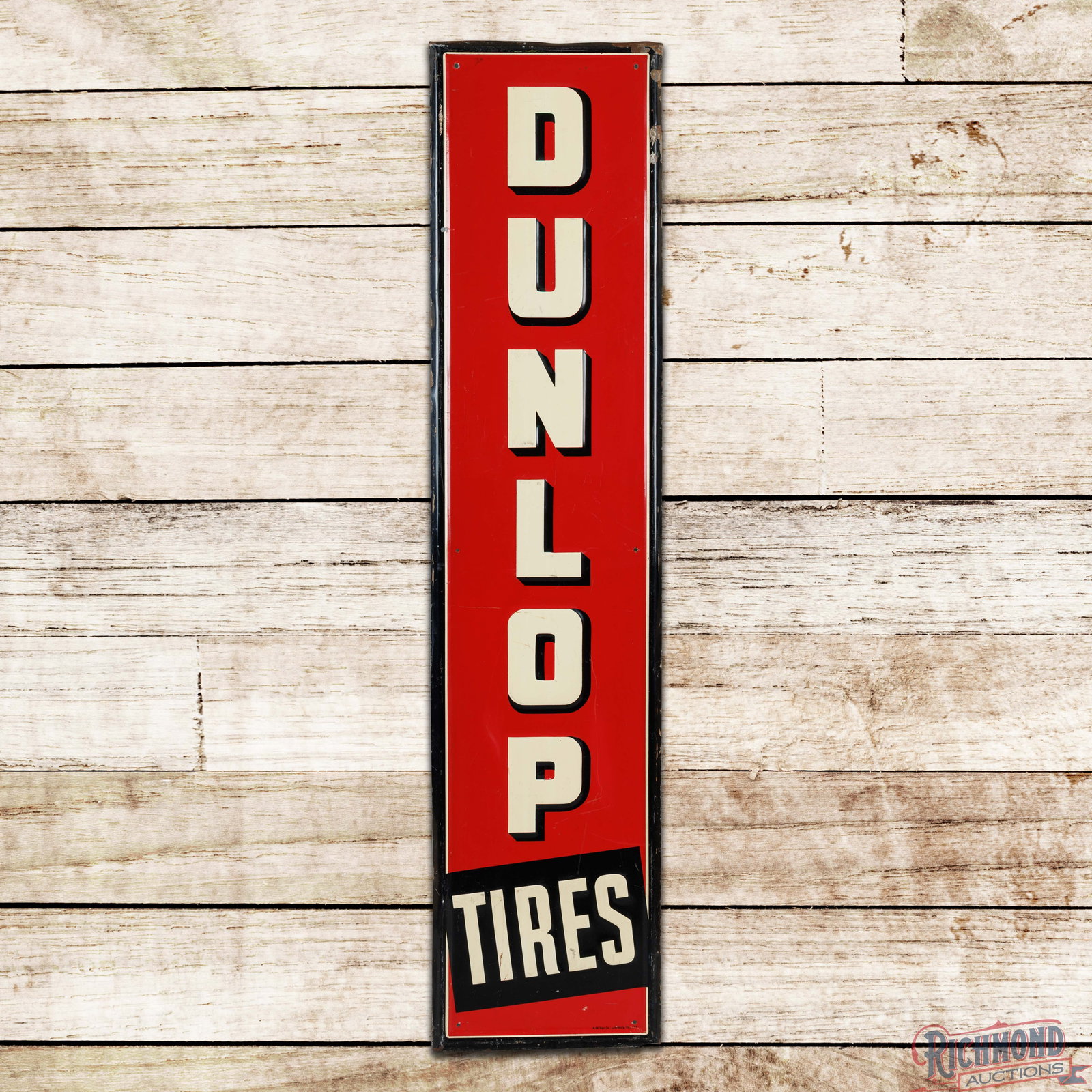 1941 Dunlop Tires 5' Emb. Single Sided Tin Sign (1 of 3)