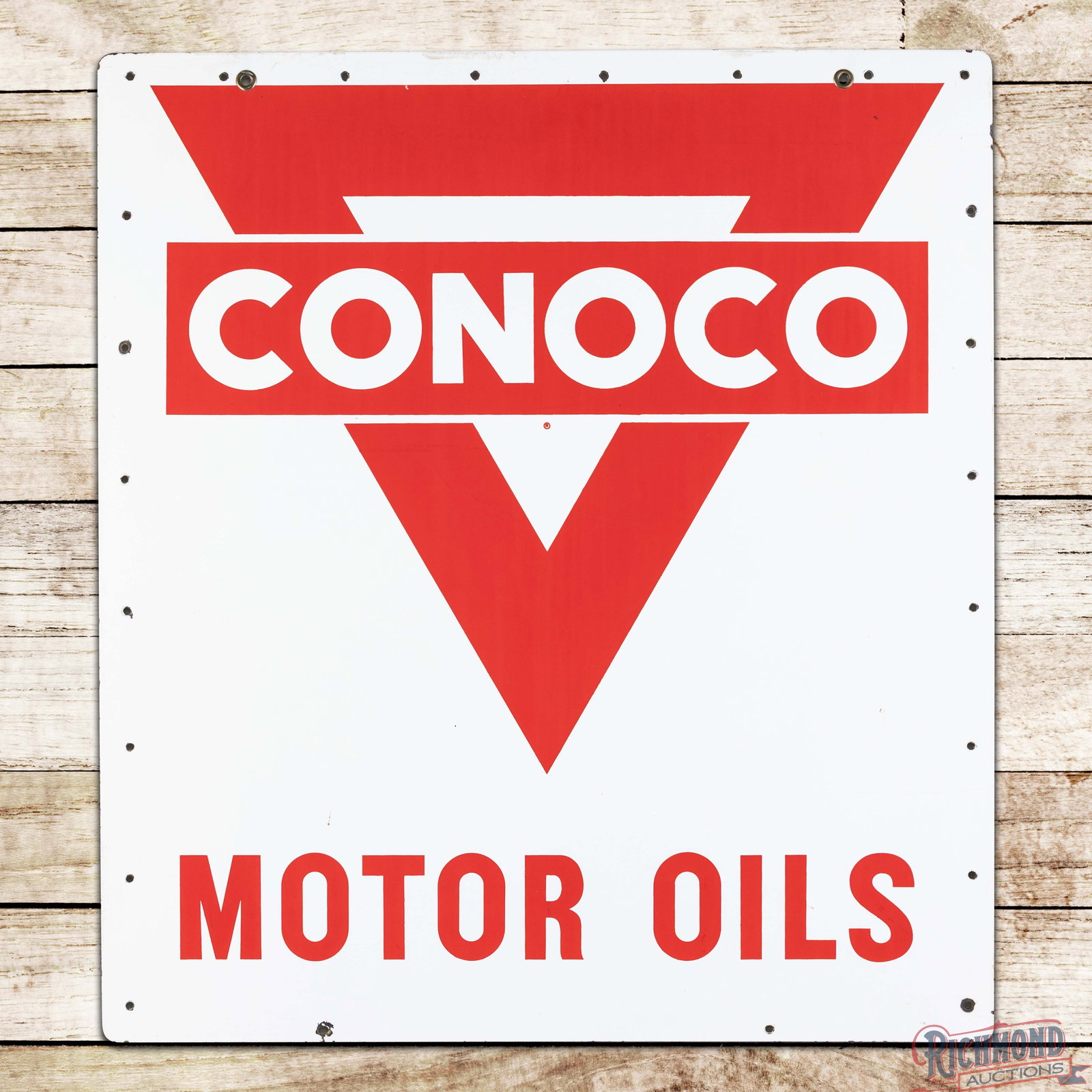Conoco Motor Oils 30" Double Sided Porcelain Sign w/ Logo (1 of 3)
