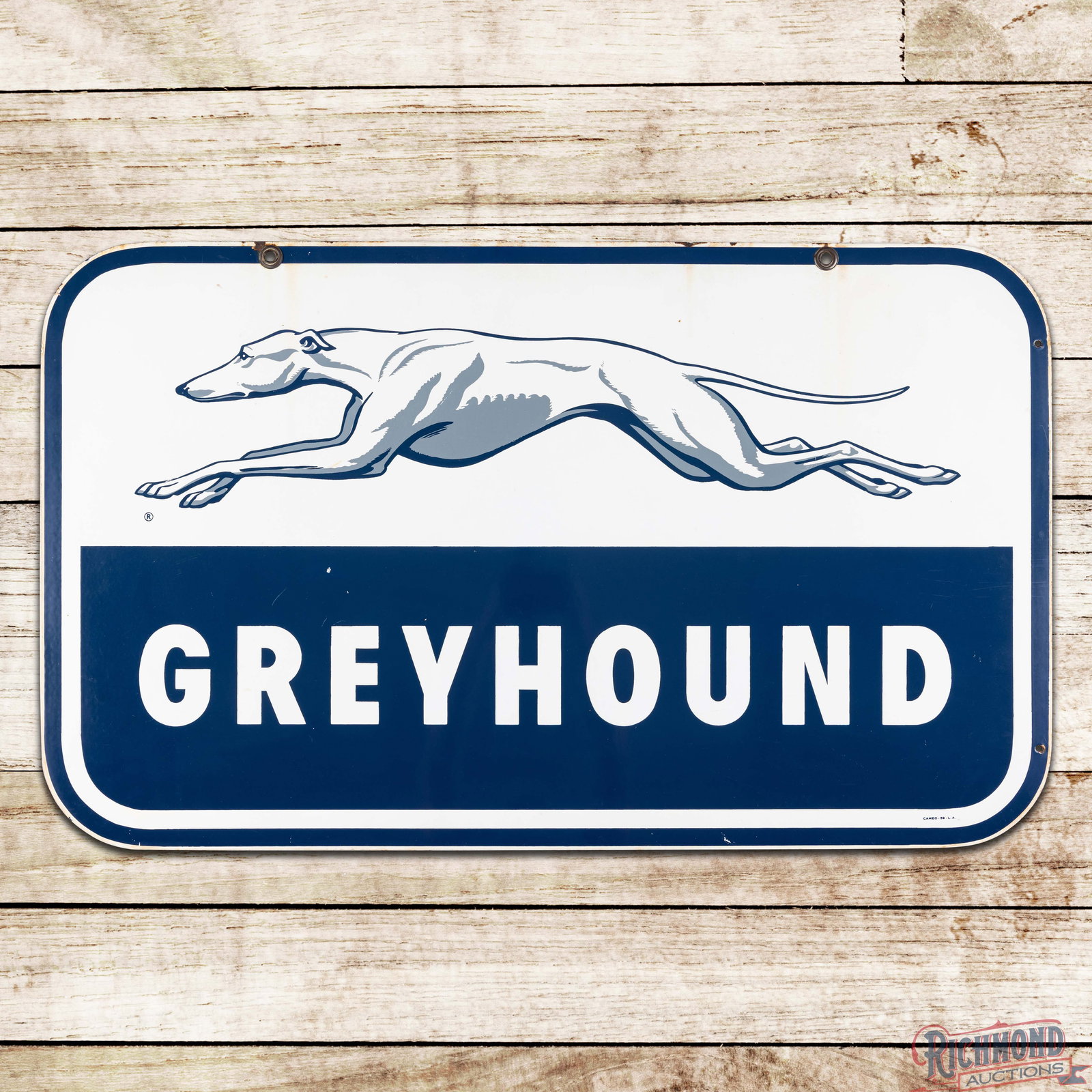 Greyhound Bus Lines Double Sided Porcelain Sign w/ Logo (1 of 3)
