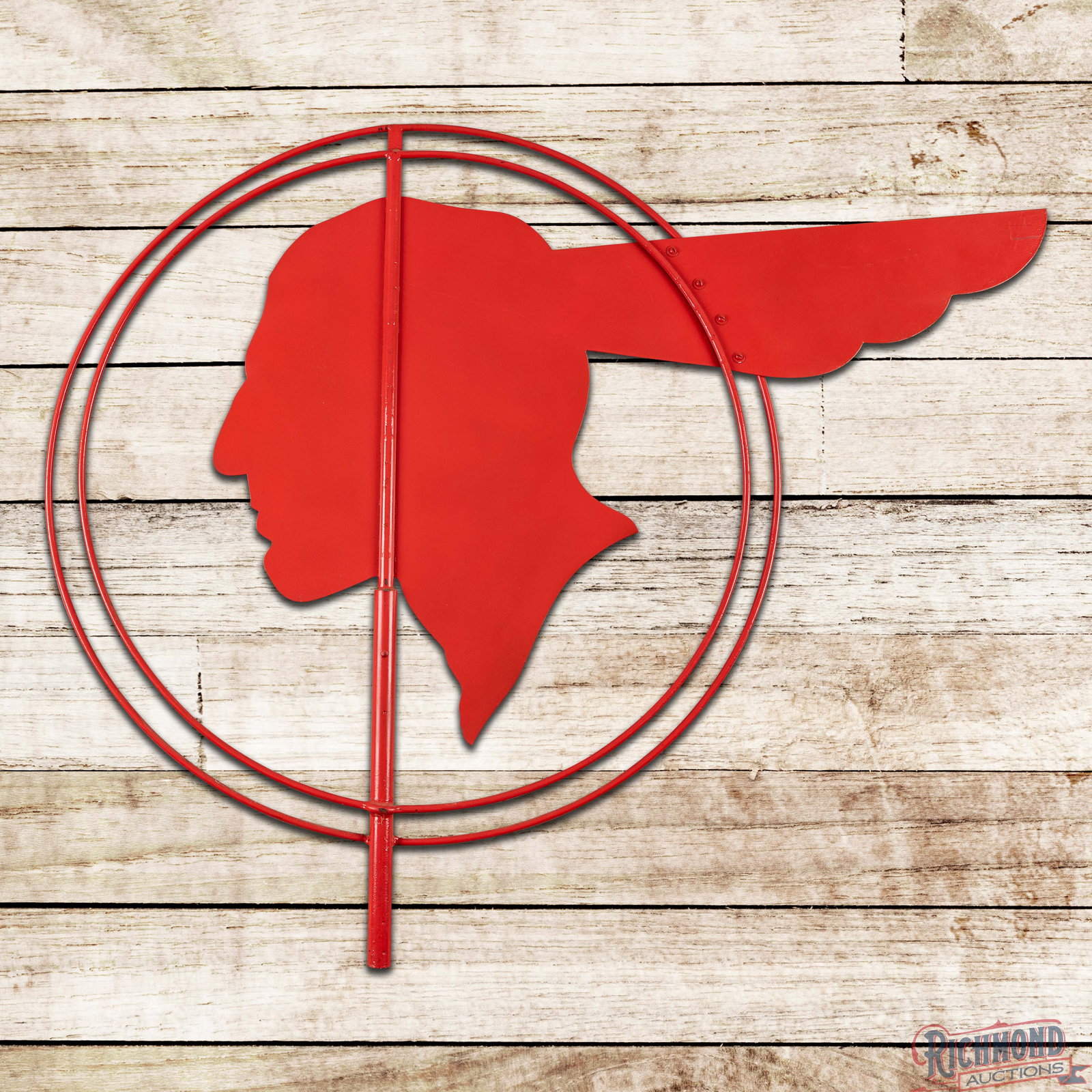 Pontiac Automobiles Chief Weathervane Double Sided Tin Sign (1 of 3)