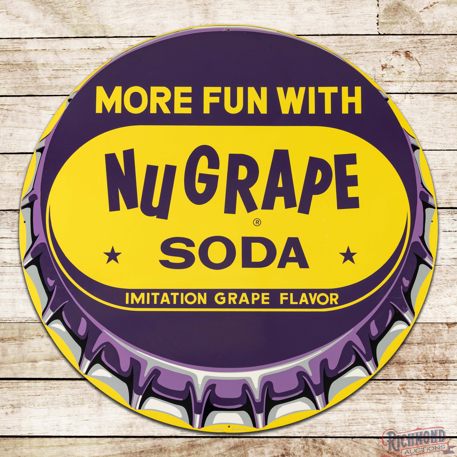 More Fun With NuGrape Soda Imitation Grape Flavor 36" Single Sided Tin Bottlecap Sign (1 of 3)