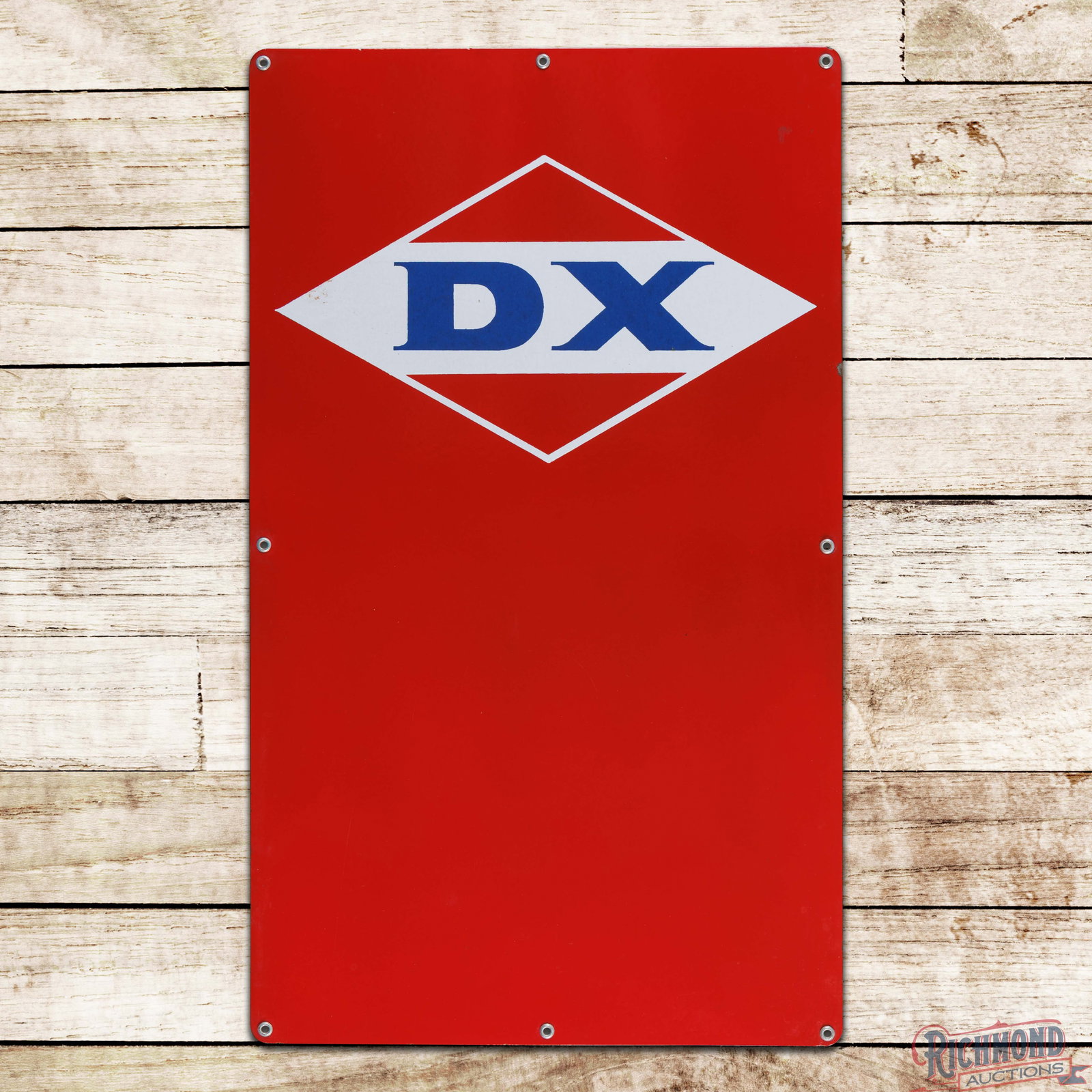 DX Gasoline Single Sided Porcelain Pump Plate Sign w/ Logo (1 of 3)