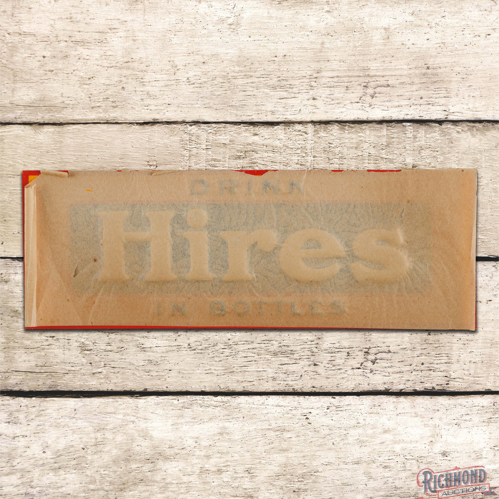 HOS Drink Hires Root Beer Emb. Single Sided Tin Tacker Sign w/ Paper (1 of 4)