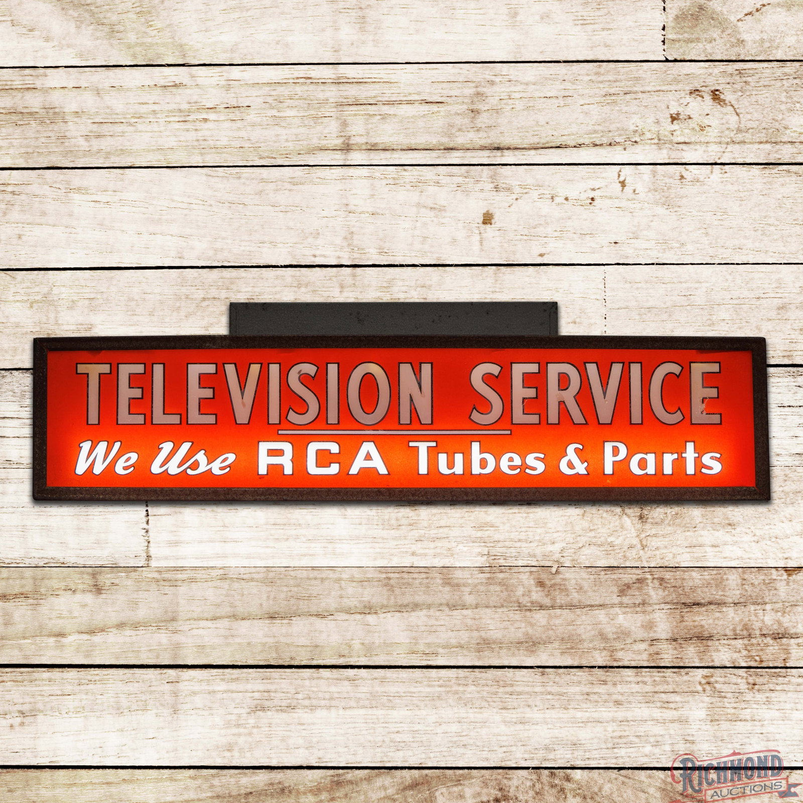 Television Service We Use RCA Tubes & Parts Reverse on Glass Lighted Sign (1 of 4)