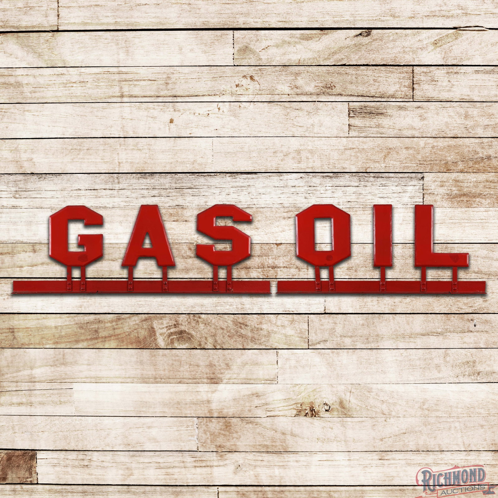 Gas & Oil Two-Piece Single Sided Porcelain Die Cut Service Station Letter Sign (1 of 3)