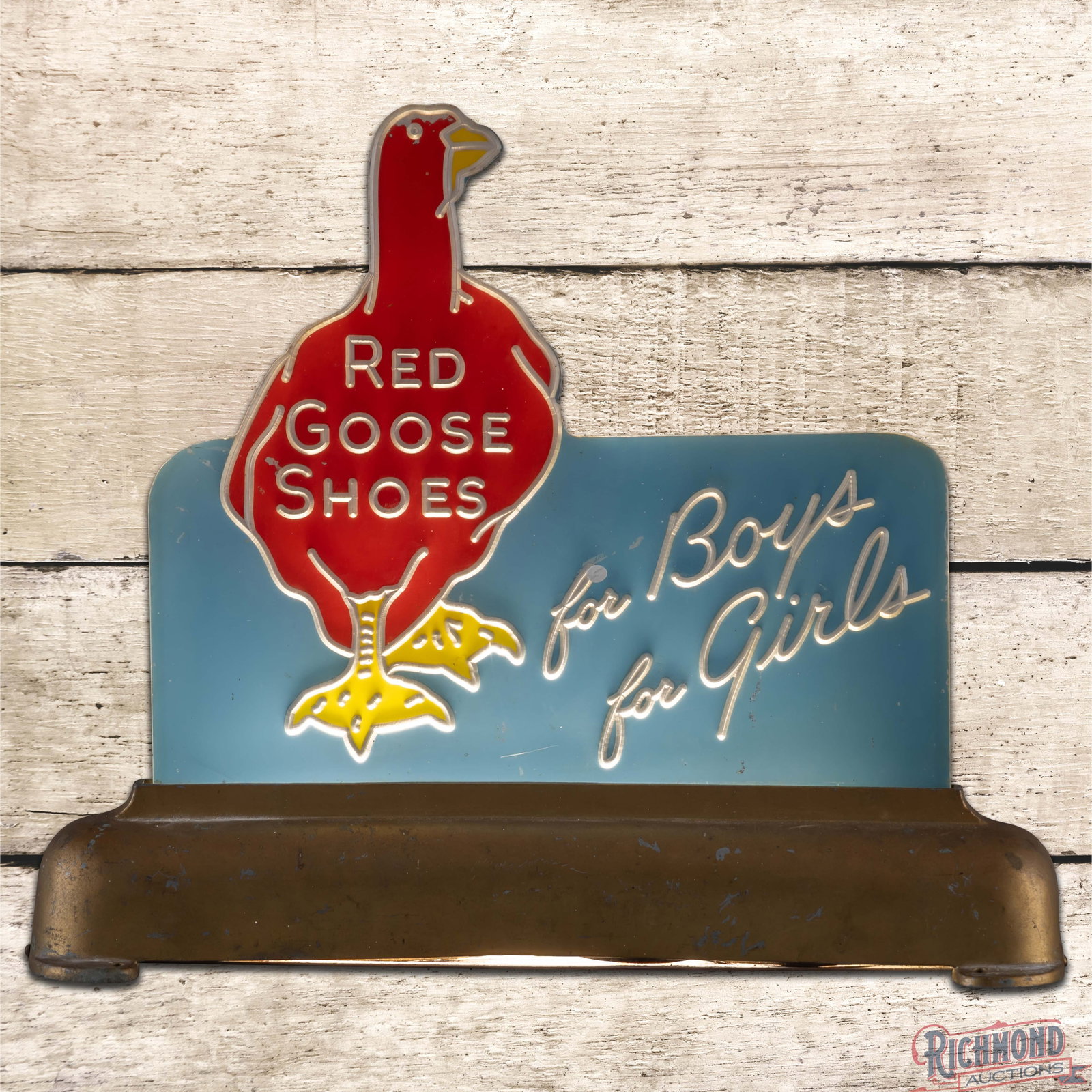 Red Goose Shoes "For Boys For Girls" Reverse Glass Lighted Countertop Display Sign (1 of 4)
