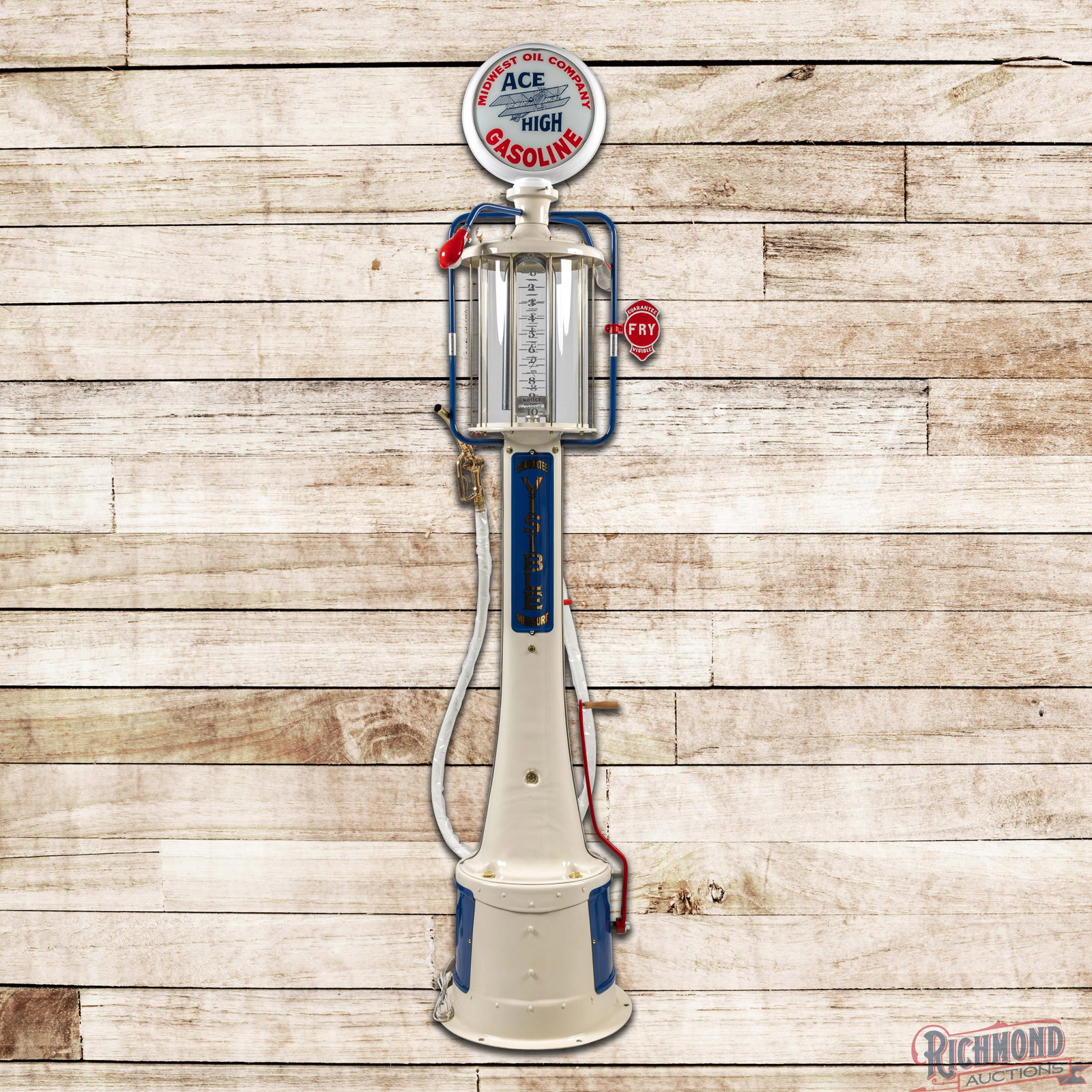 Fry Guarantee Ten Gallon Visible Gas Pump Ace High Gasoline (1 of 4)