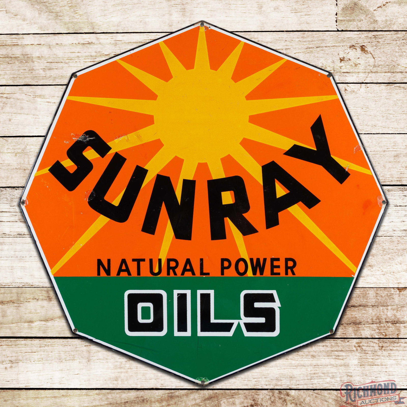 Sunray Natural Power Oils 27" Single Sided Porcelain Sign (1 of 3)