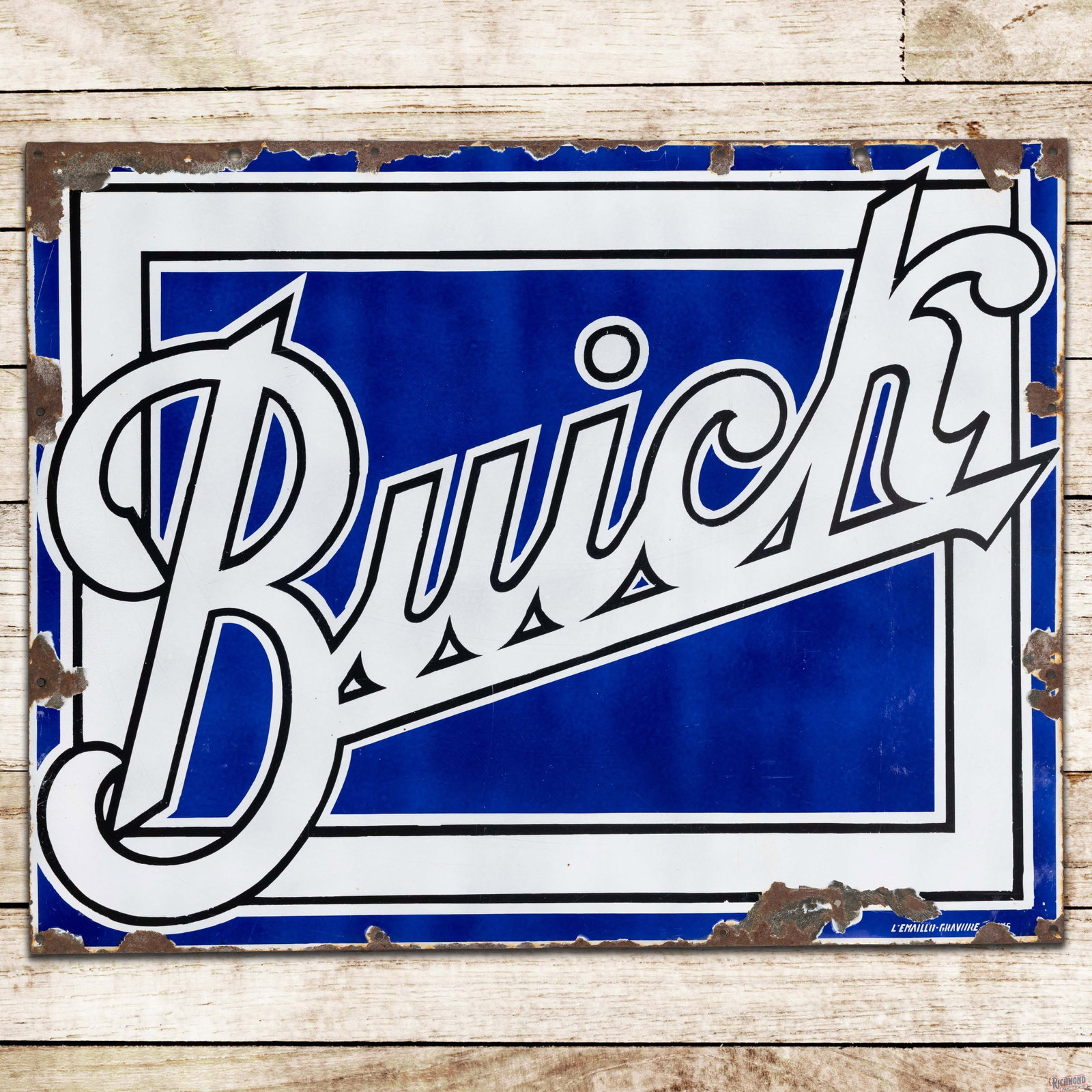 Scarce Buick Automobiles 3' Single Sided Porcelain Logo Sign (1 of 3)