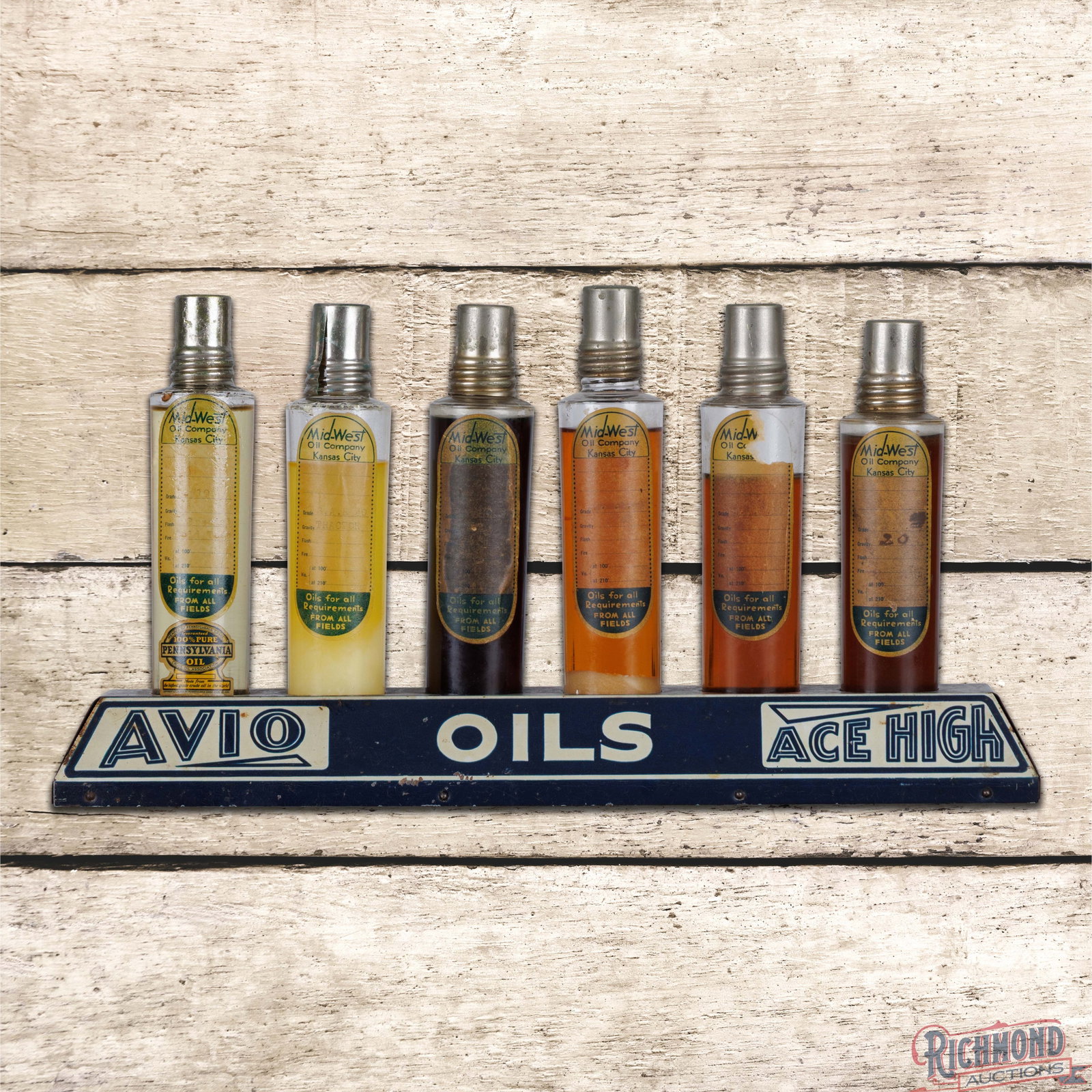 Avio Ace High Double Sided Tin Oil Bottle Counter Top Display w/ Bottles (1 of 3)
