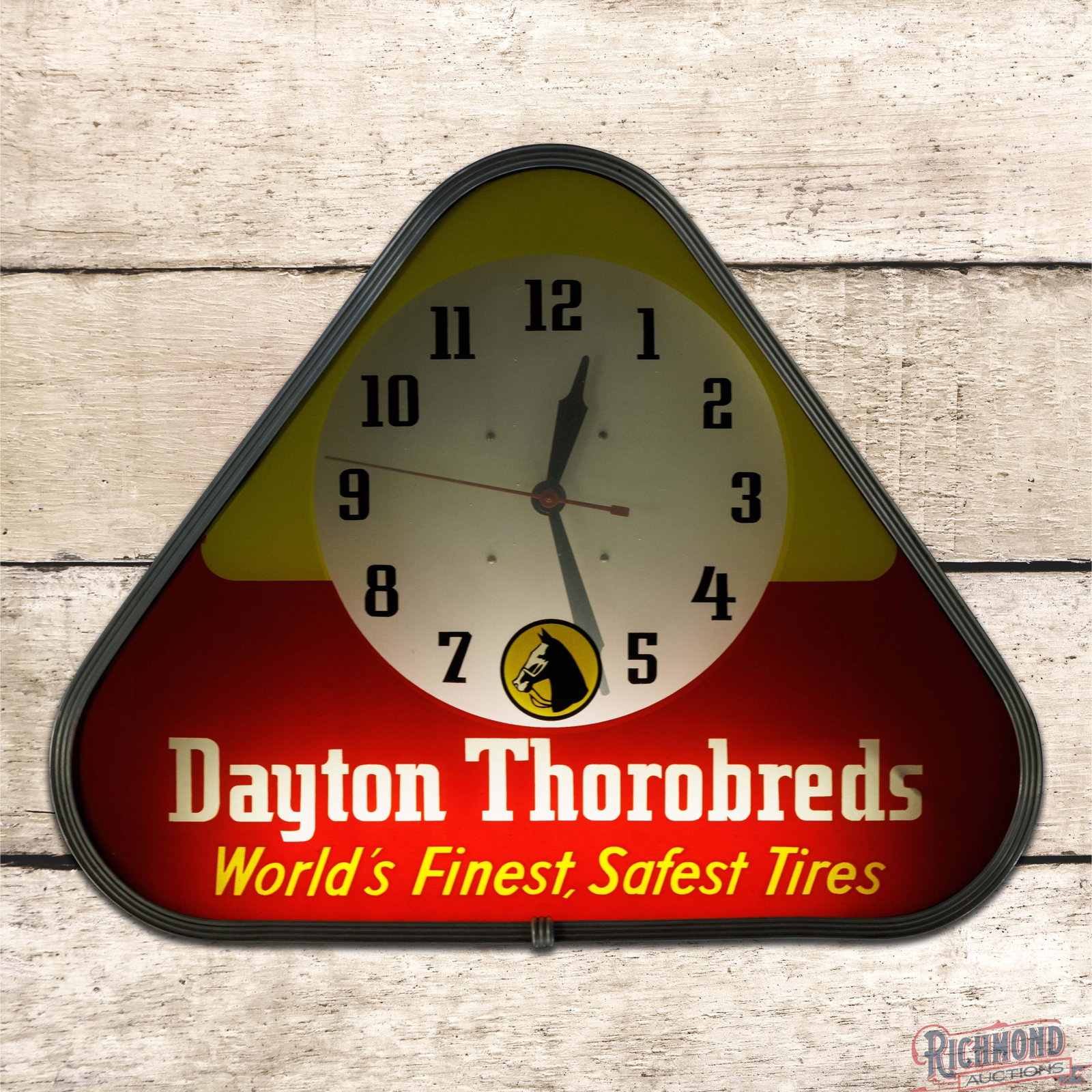 Dayton Thorobreds "World's Finest Safest Tires" Lackner Lighted Advertising Clock w/ Logo (1 of 4)