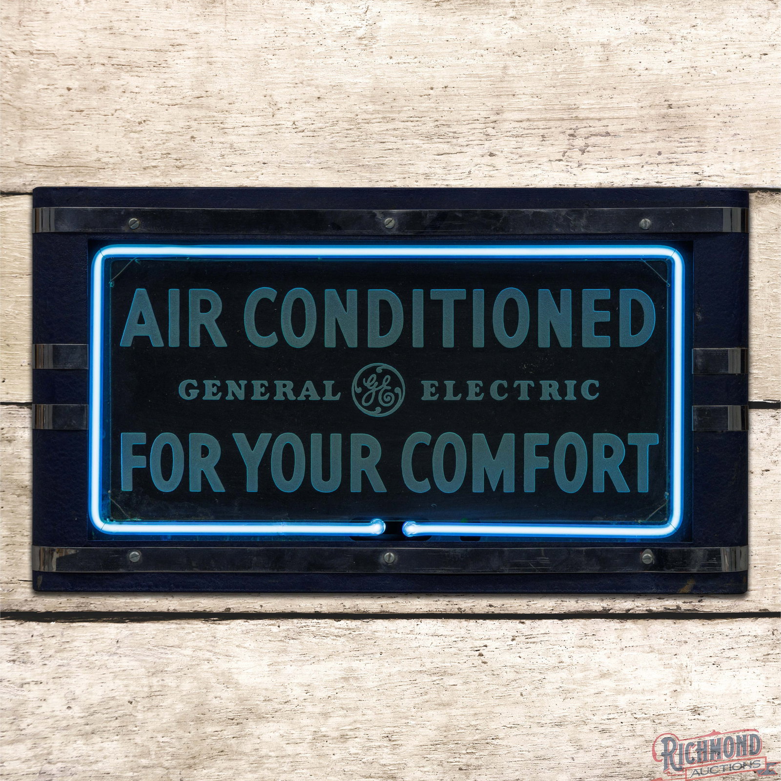 GE General Electric Air Conditions For Your Comfort Reverse on Glass Neon Advertising Sign (1 of 4)