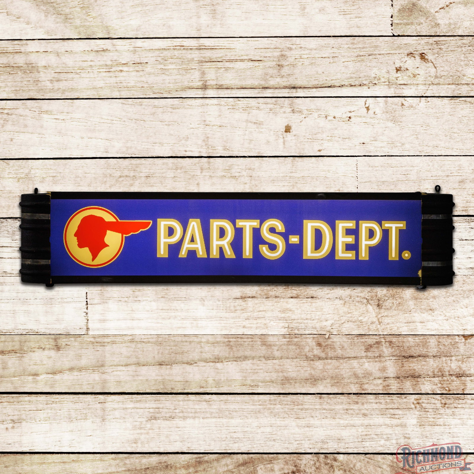 Pontiac Parts Dept Reverse Lighted 26" Advertising Sign w/ Full Feather Logo (1 of 4)