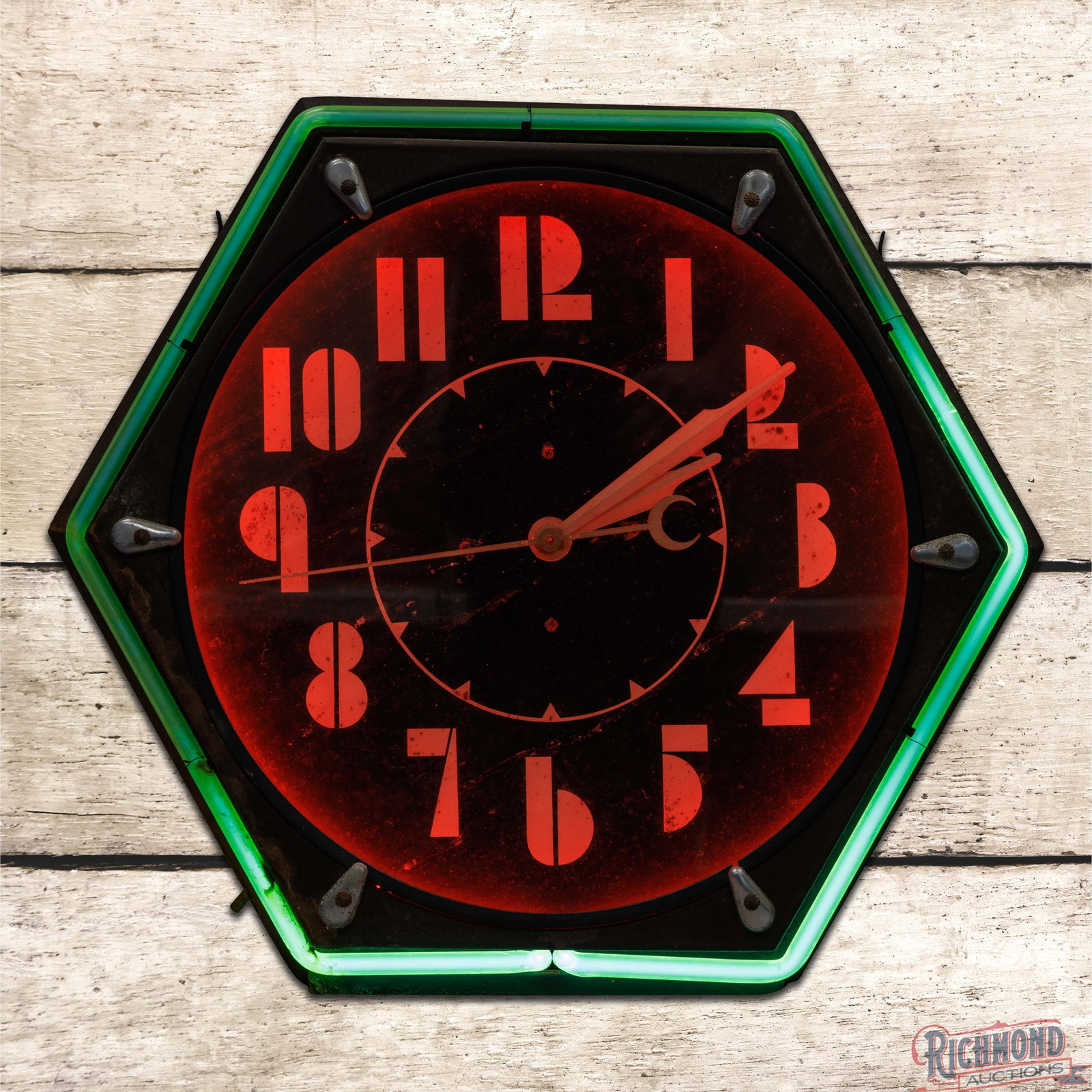 Octagon 20" Two-Color Neon Advertising Clock (1 of 4)
