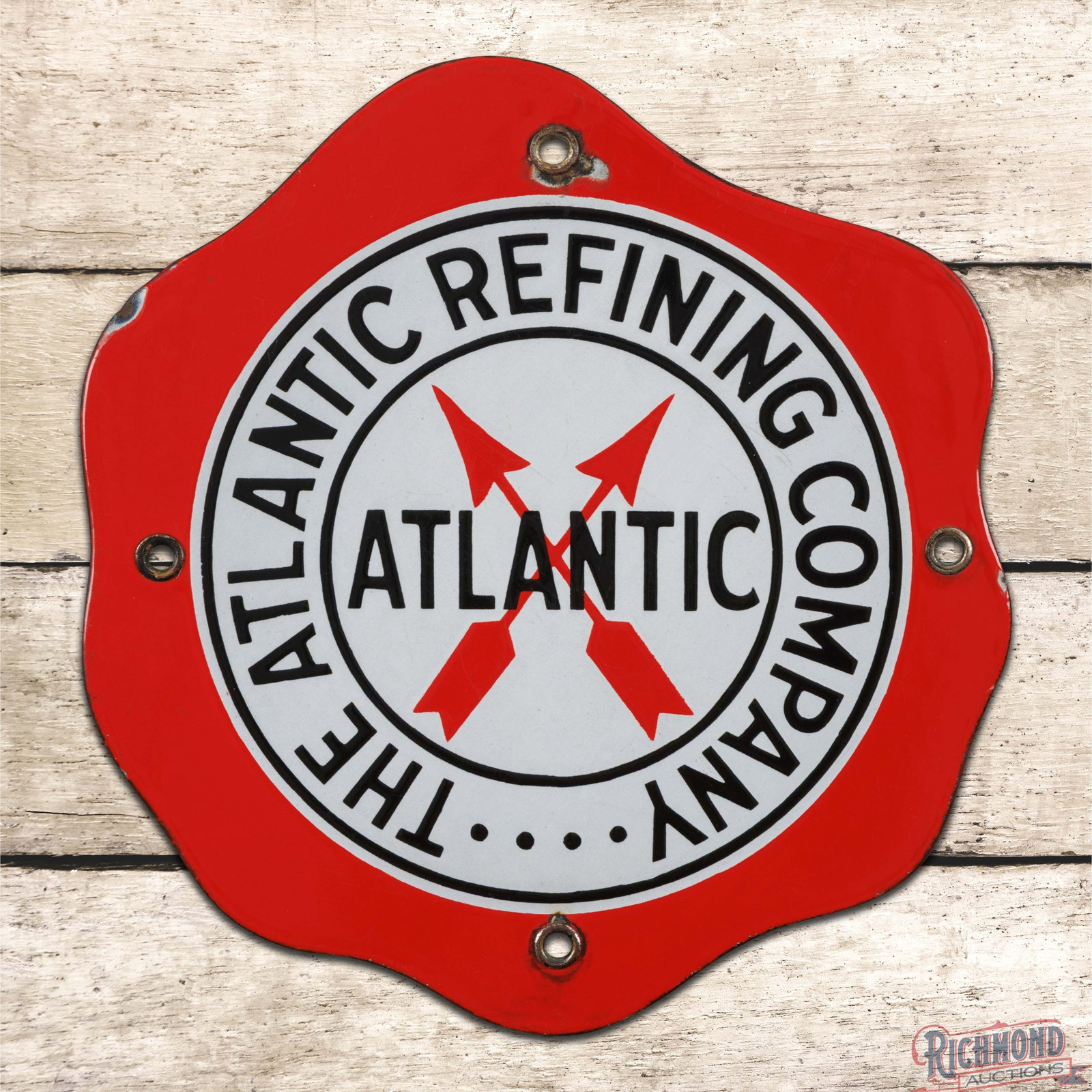 Atlantic Refining Company "Fried Egg" Single Sided Porcelain Sign w/ Logo (1 of 3)