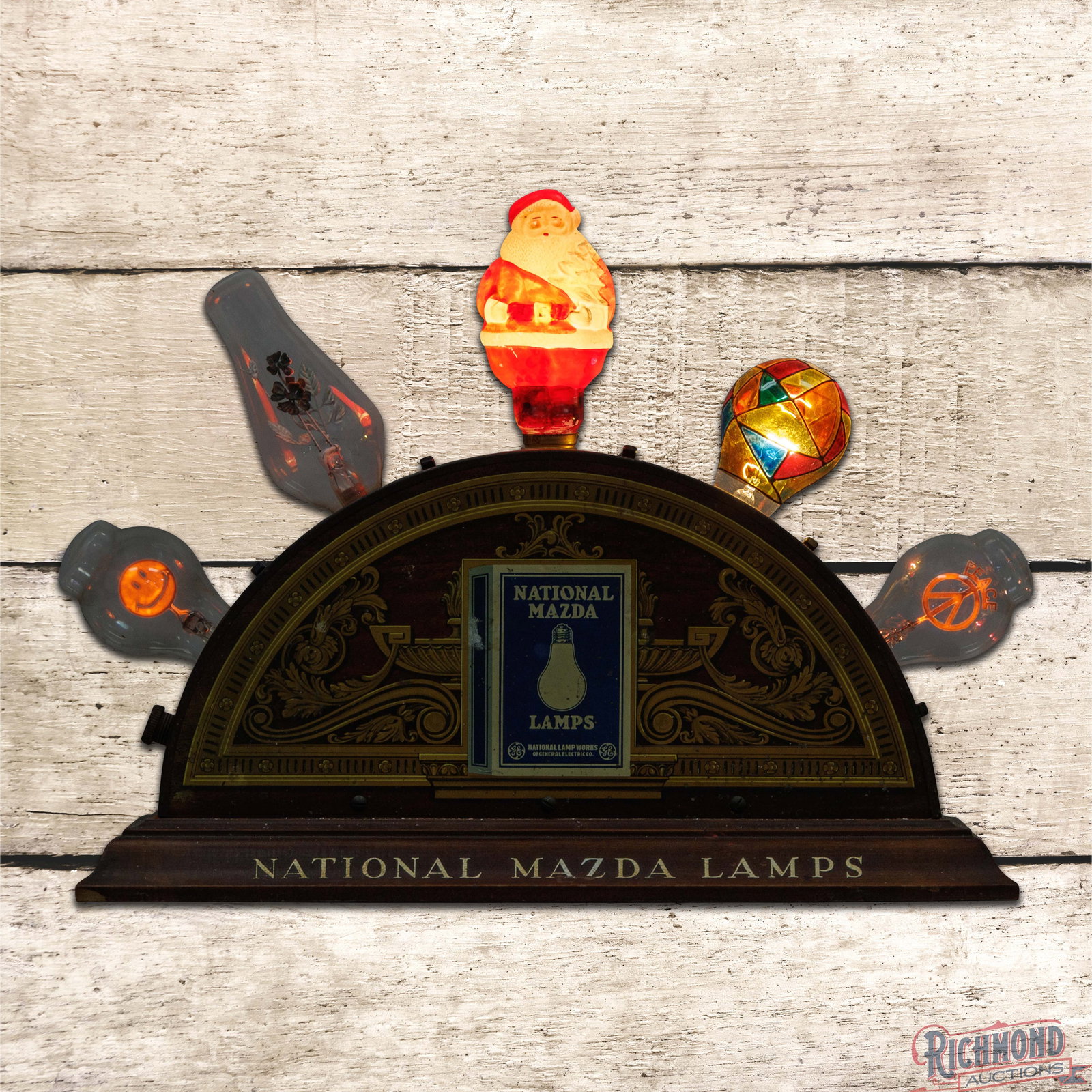 National Mazda Lamps Double Sided Tin Lighted Bulb Display Sign (1 of 4)