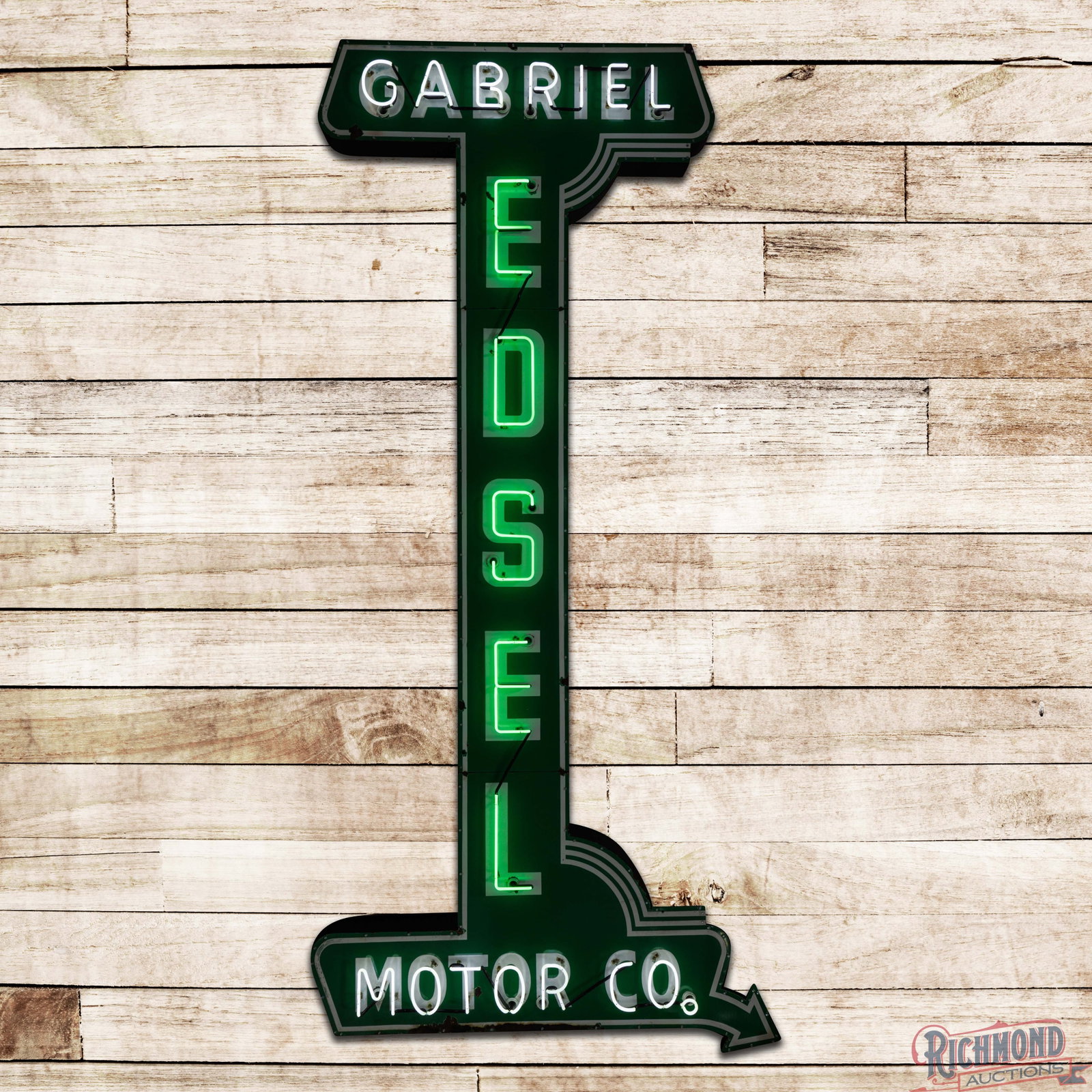 Rare Gabriel Edsel Motor Co. 13.5' Die Cut Single Sided Porcelain Factory Neon Sign New Orleans LA (1 of 4)