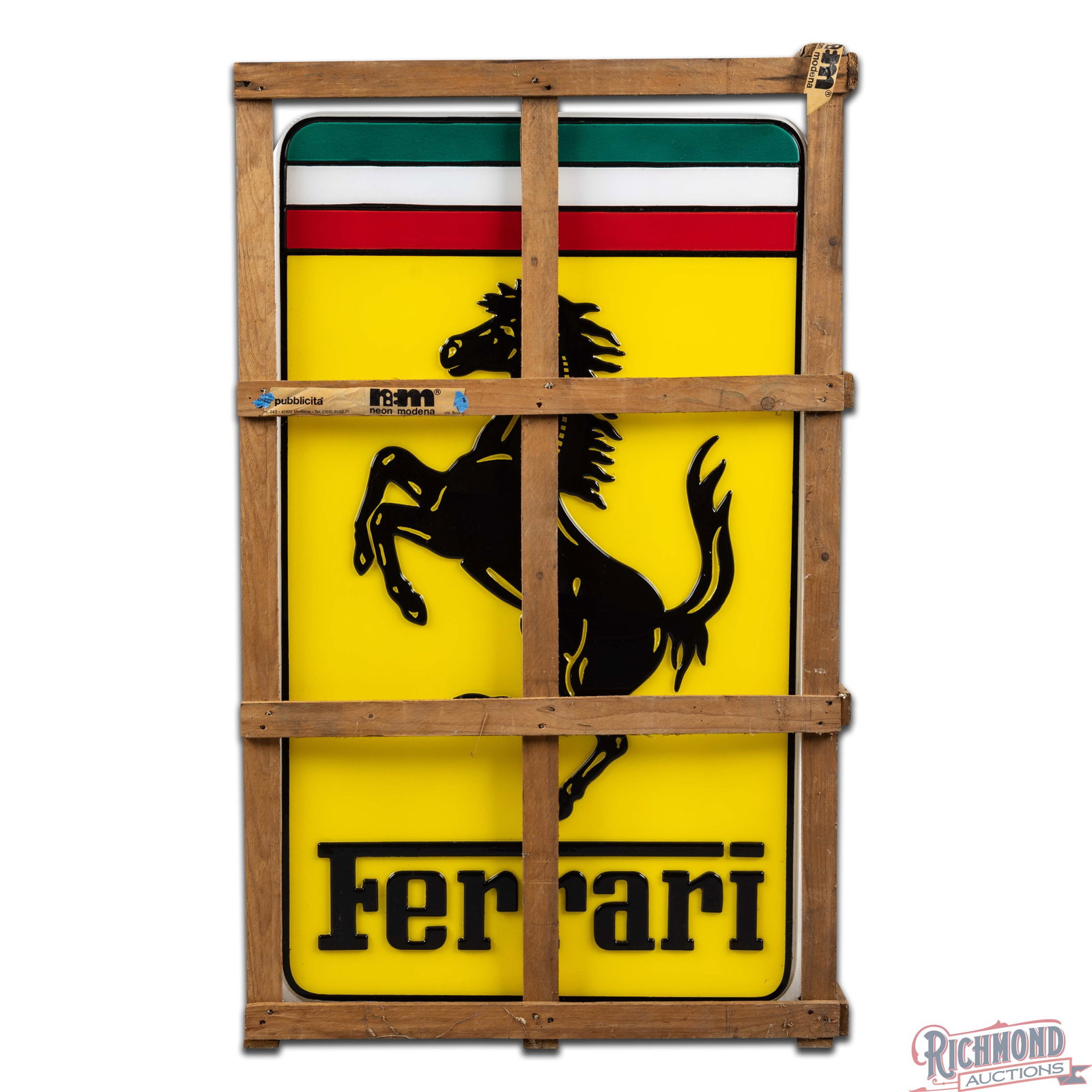 Ferrari Emb. DS Plastic Lighted Sign w/ Prancing Horse Logo by Neon Modena w/ Crate - 3